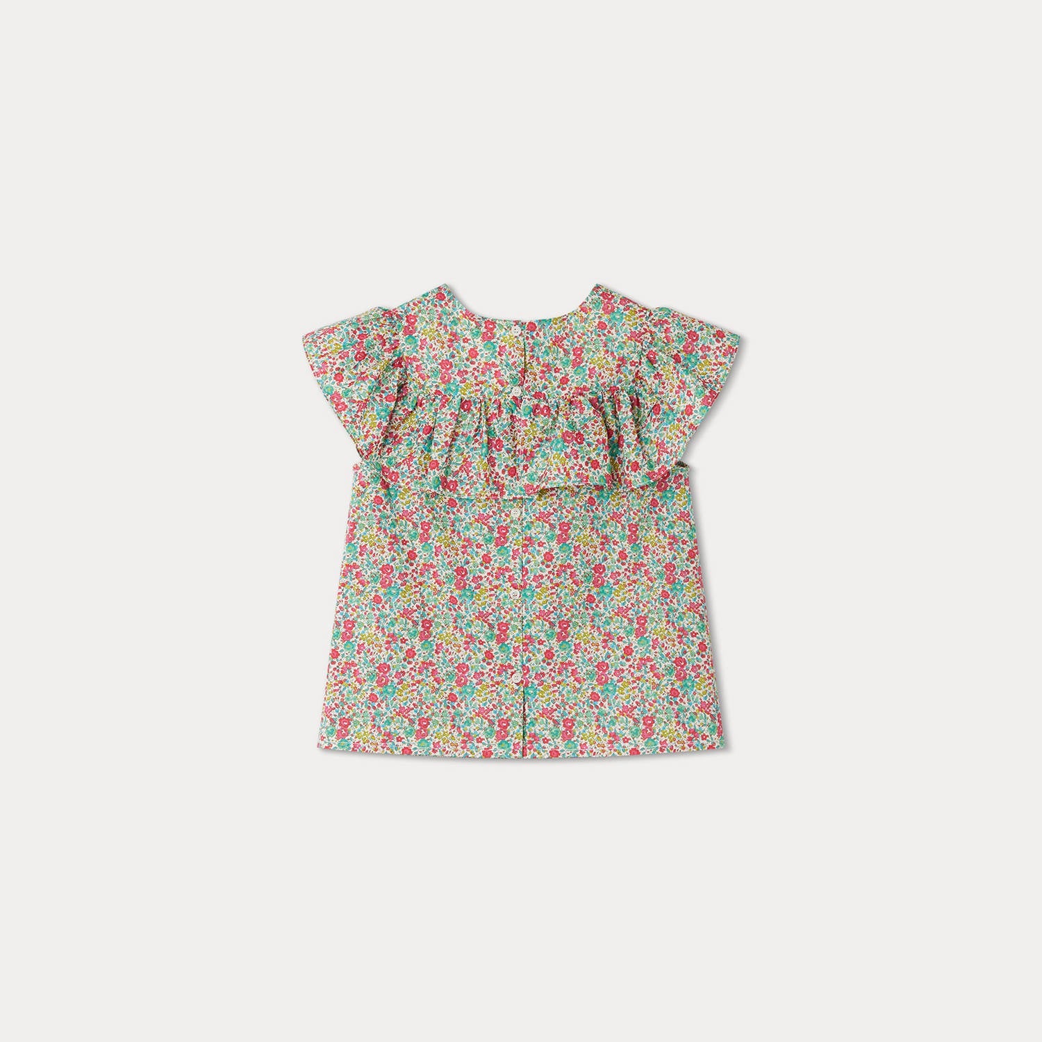 Girls Red Floral Cotton Top