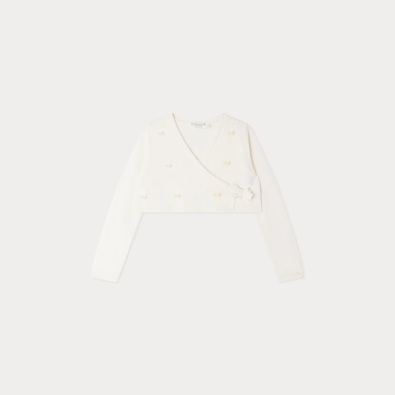 Girls White Cashmere Cropped Cardigan