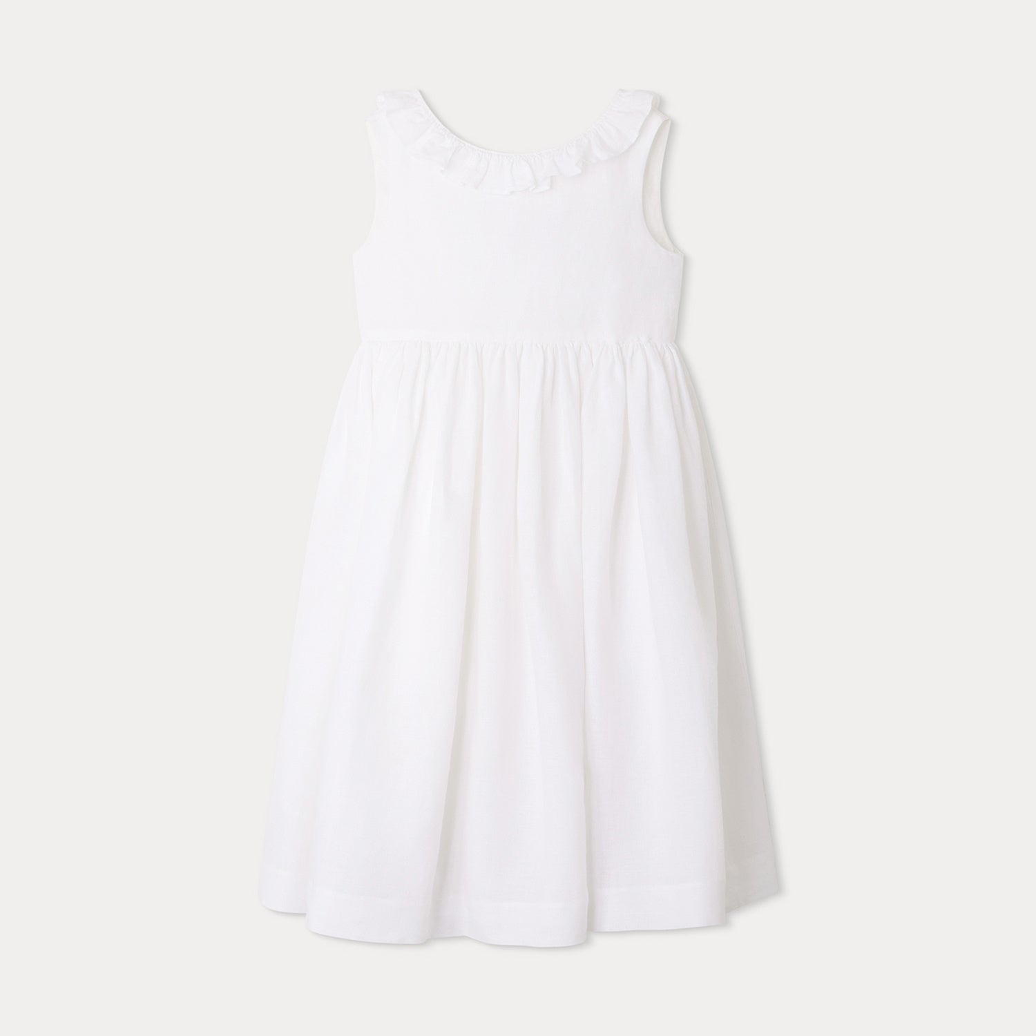 Girls White Linen Dress