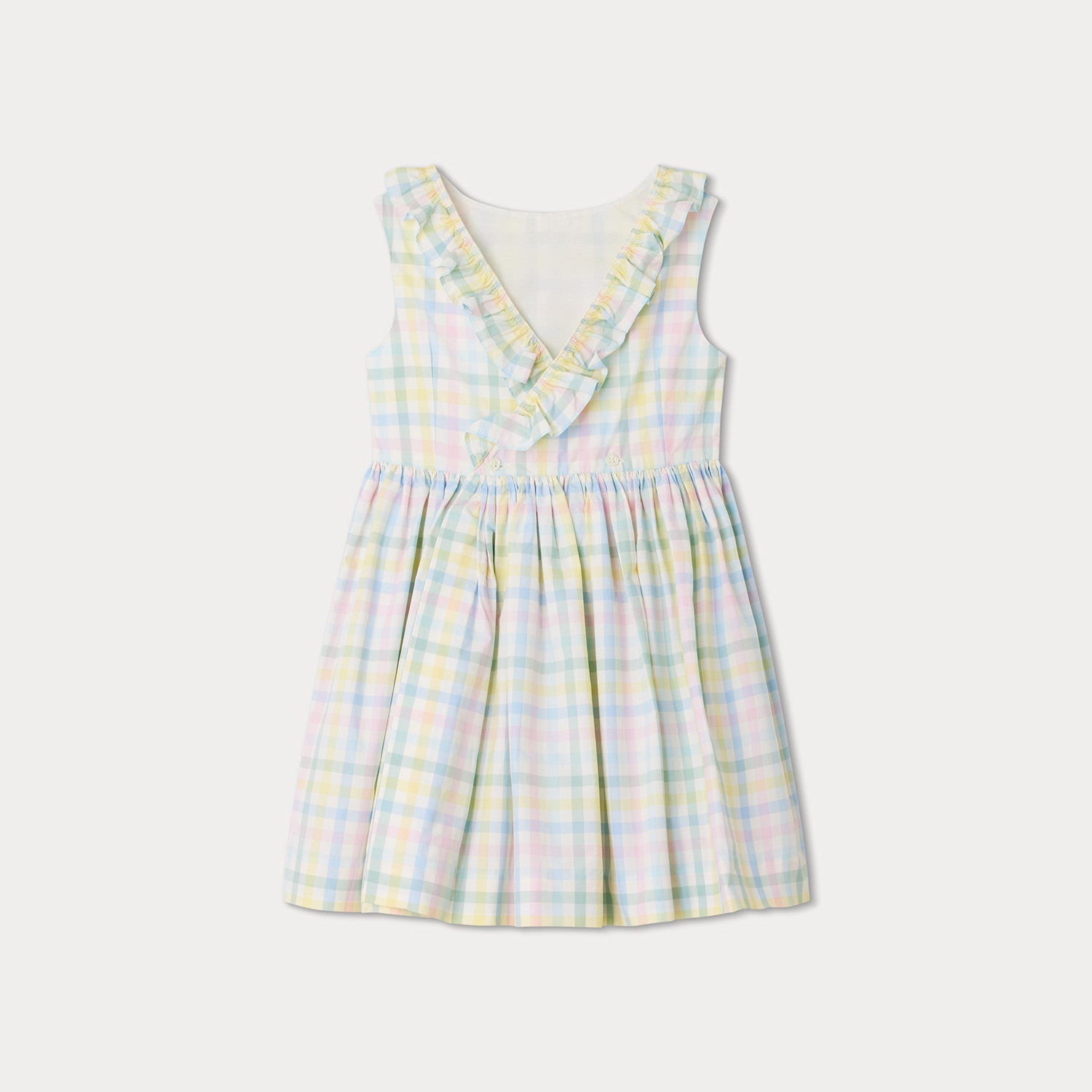 Girls Multicolor Check Cotton Dress