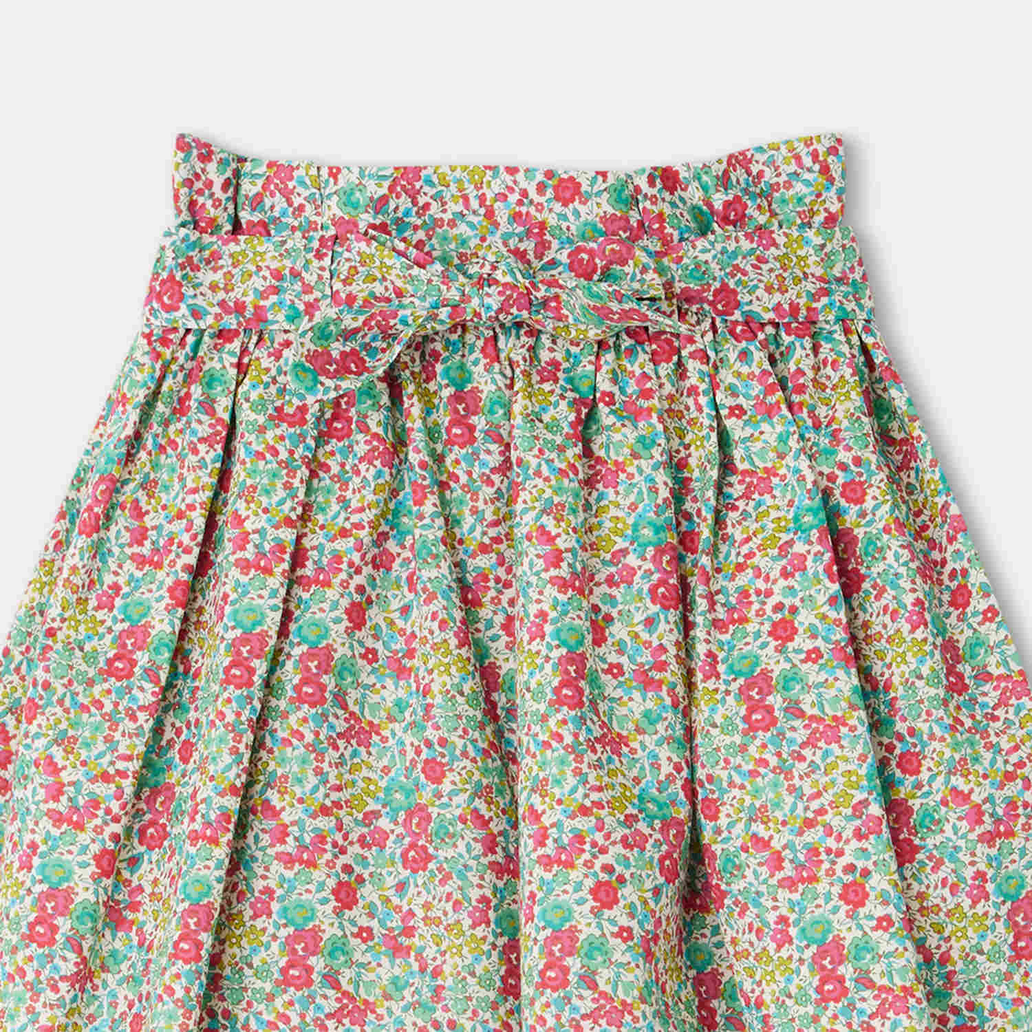 Girls Red Floral Cotton Skirt