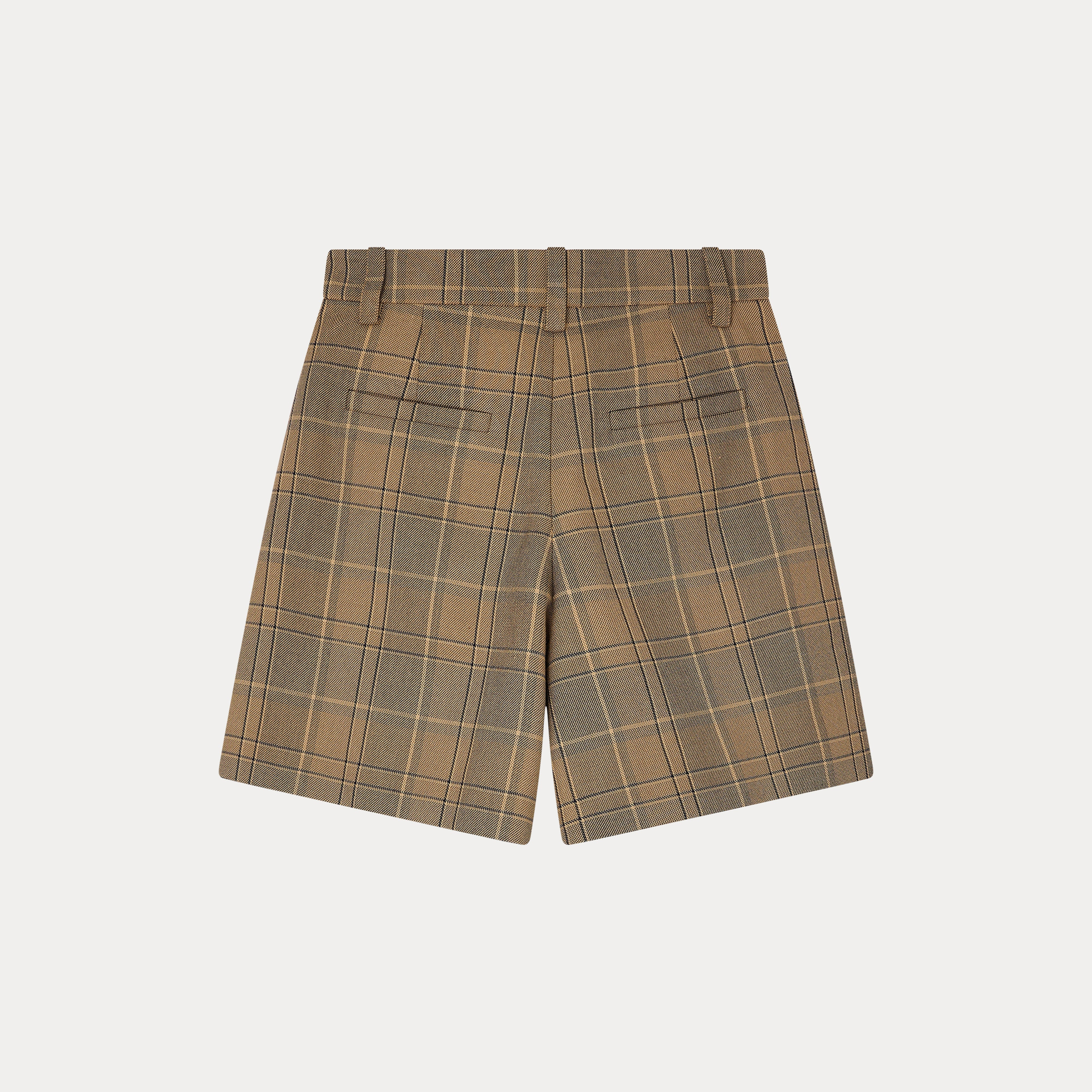 Women Light Brown Check Cotton Shorts