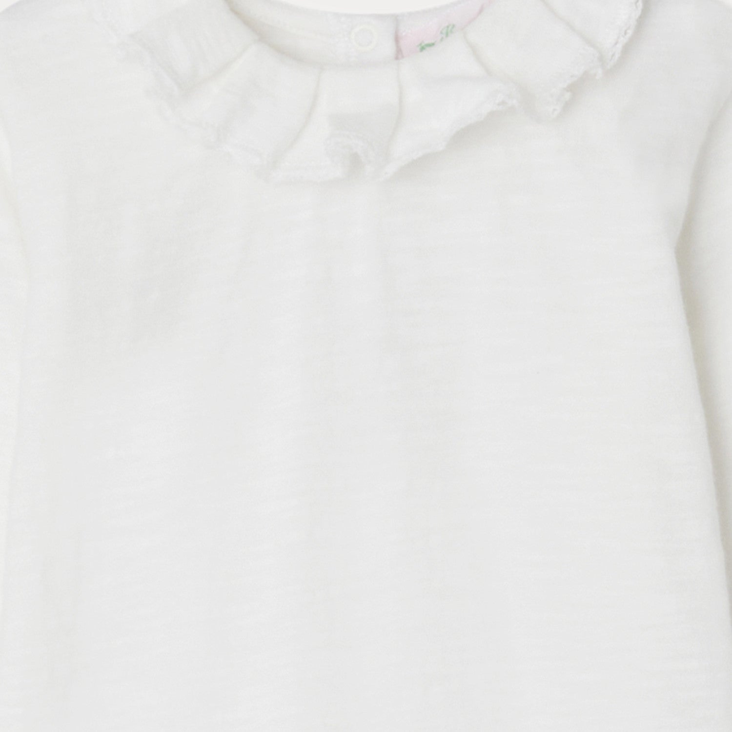 Baby Girls White Ruffled Cotton T-Shirt