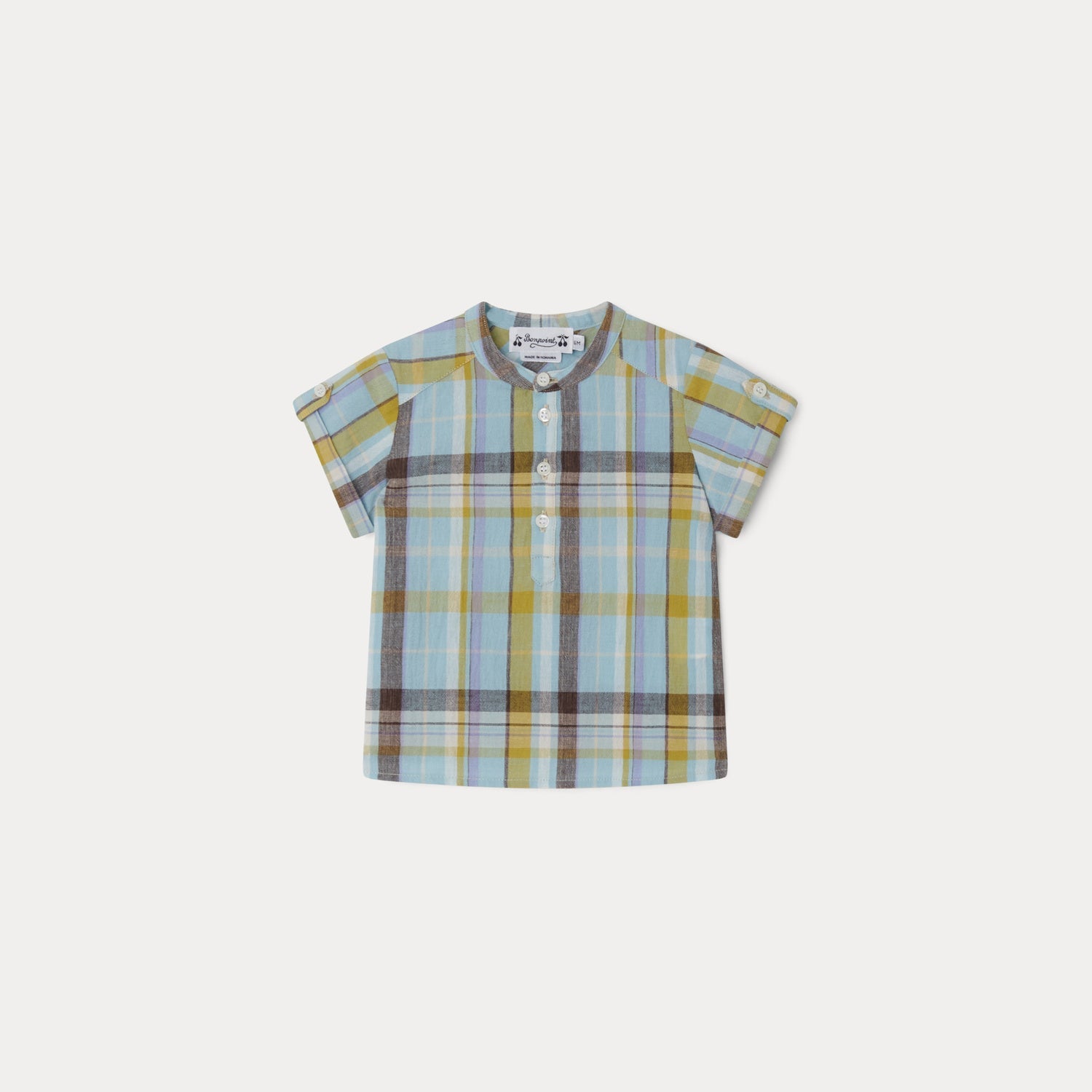 Baby Boys Blue Check Cotton Shirt