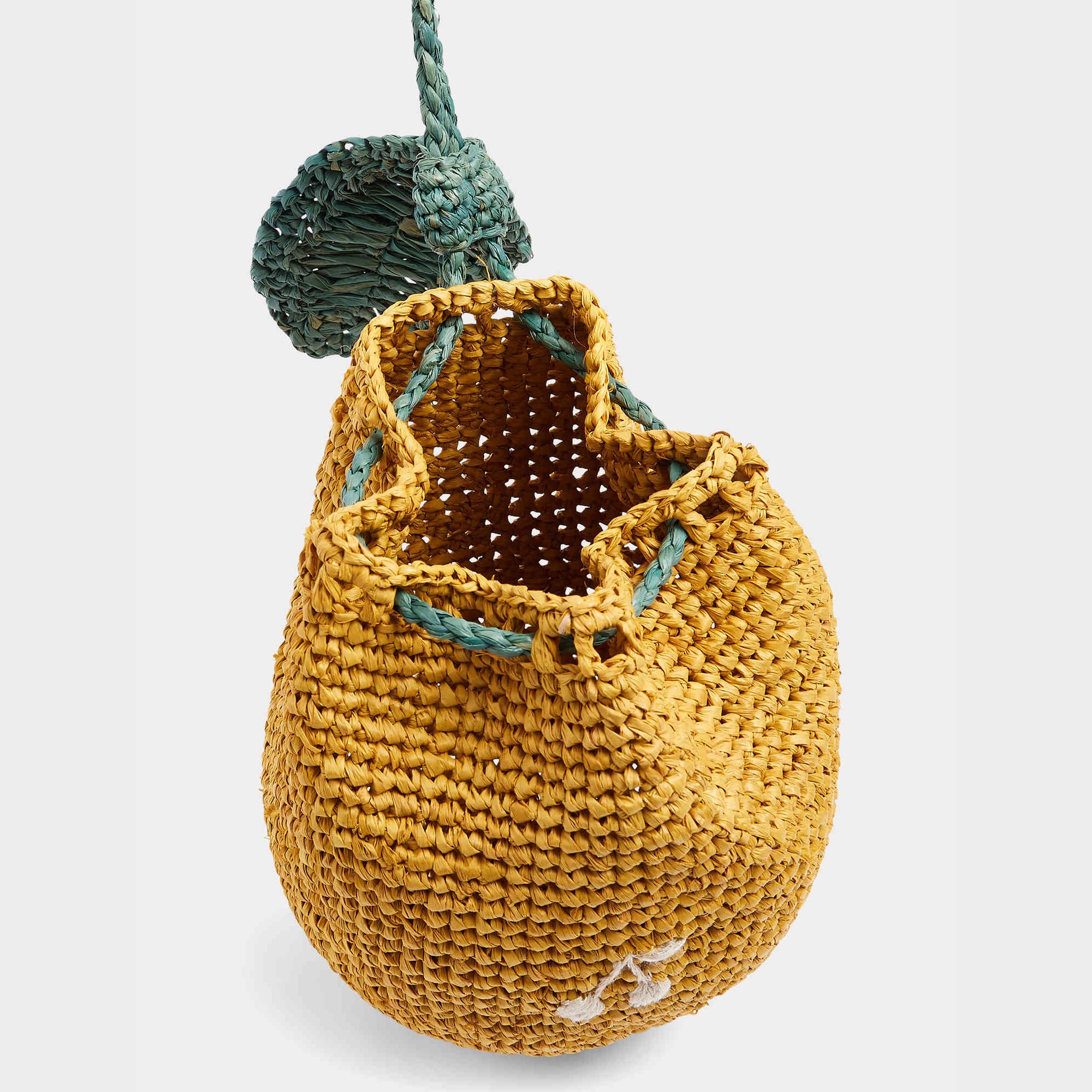 Girls Yellow Raffia Shoulder Bag(15x13cm)