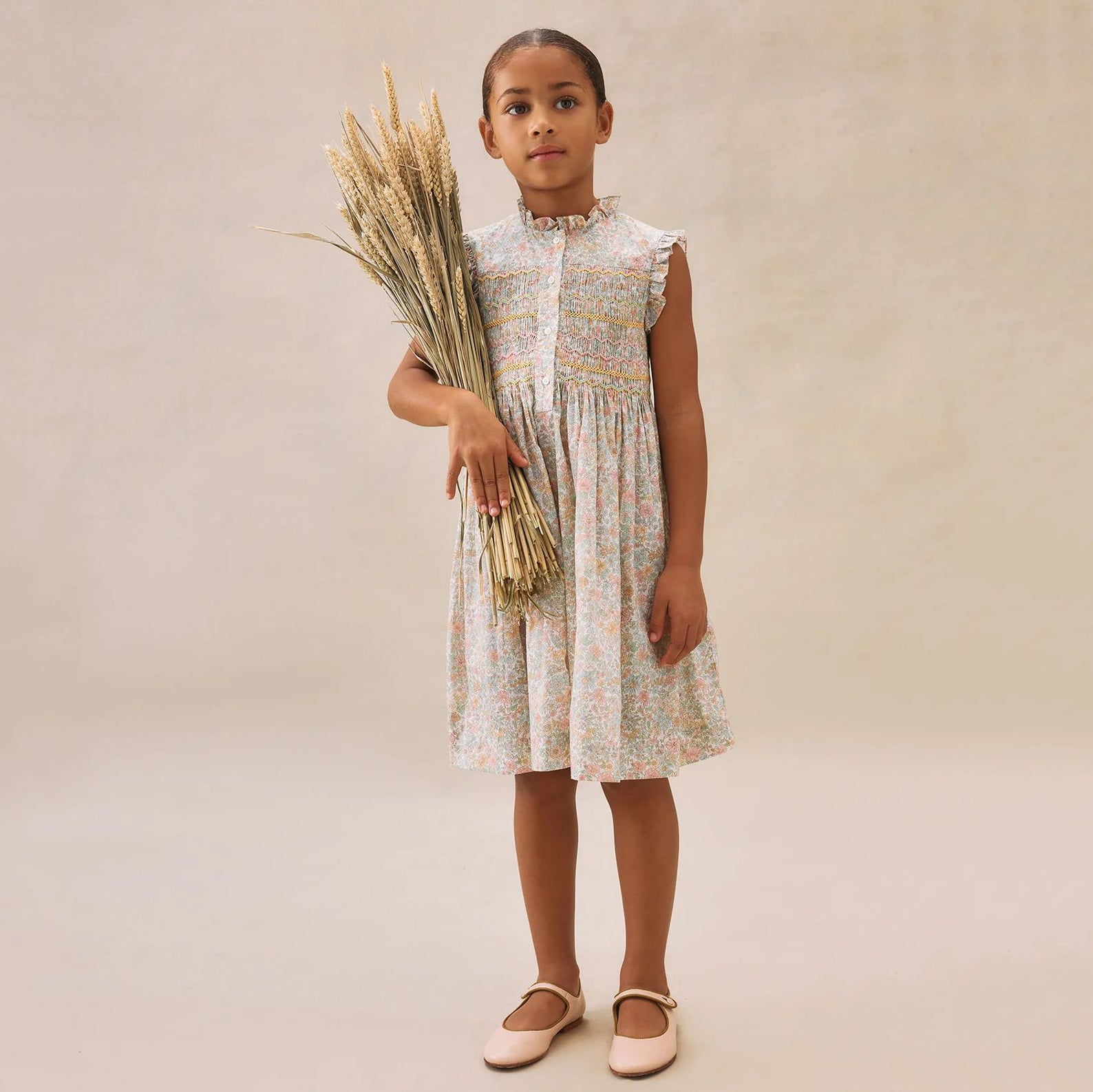 Girls Pink Floral Cotton Dress