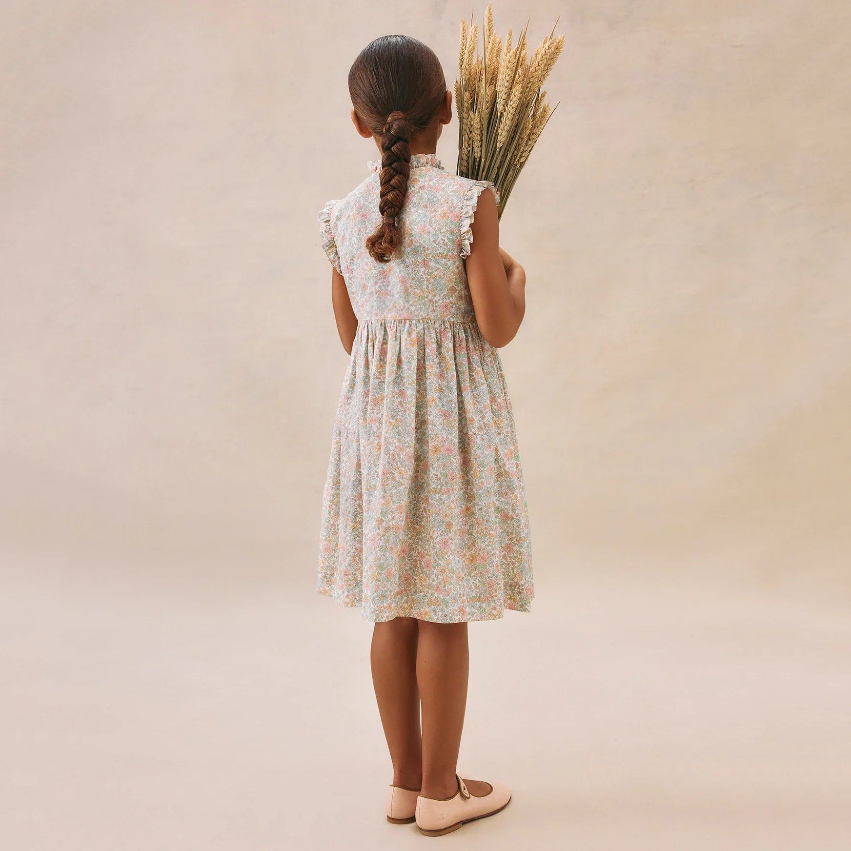Girls Pink Floral Cotton Dress