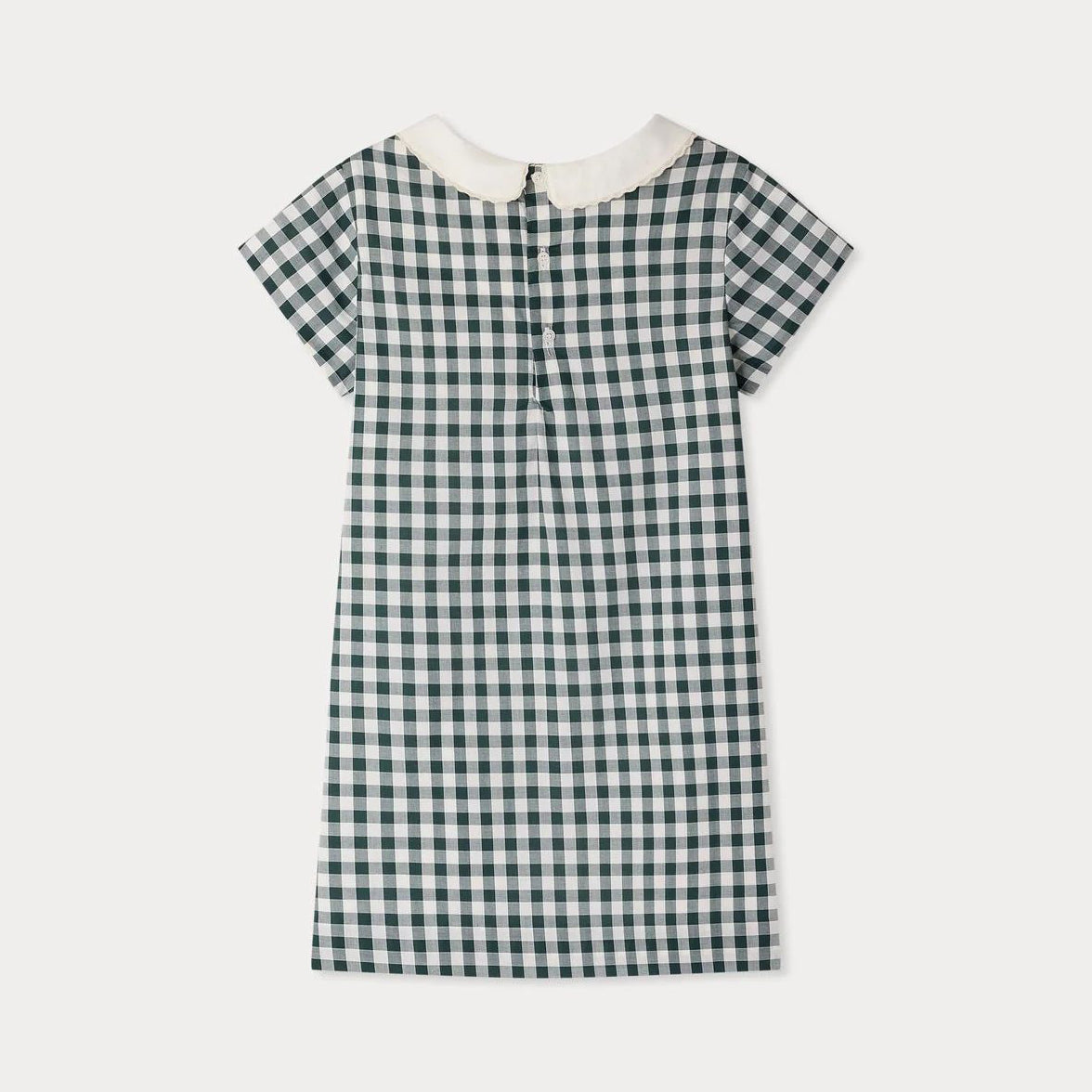 Girls Green Check Cotton Dress