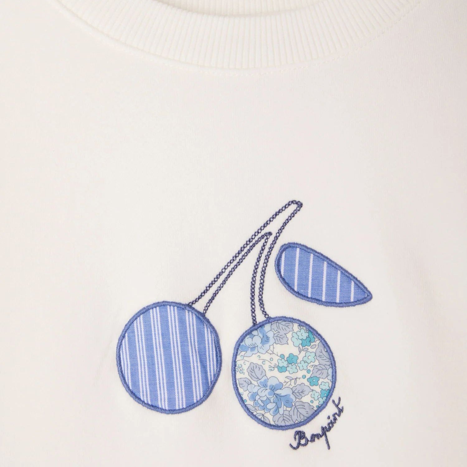 Girls White Short Sleeves Cotton Sweatshirt