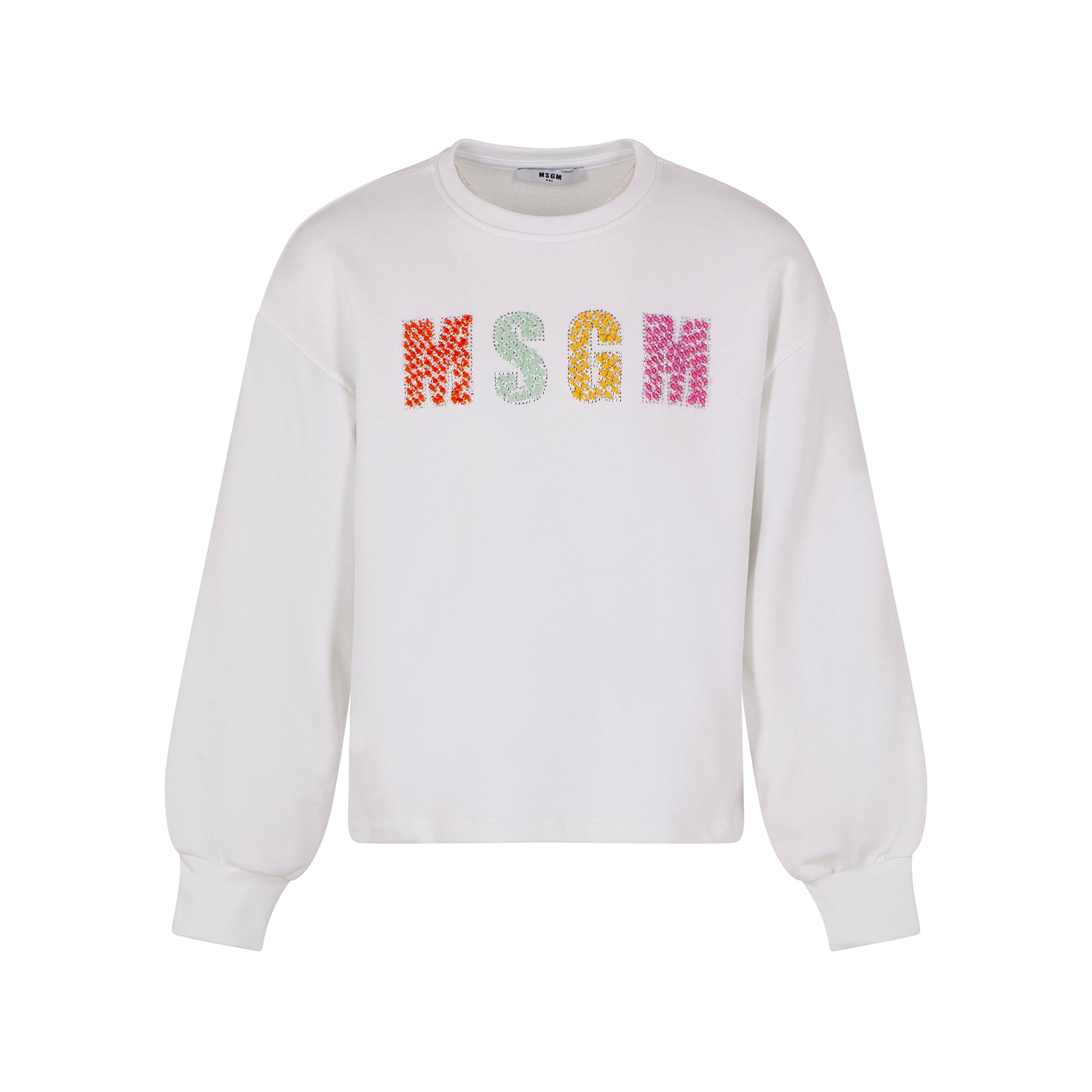 Girls White Logo Cotton Sweatshirt