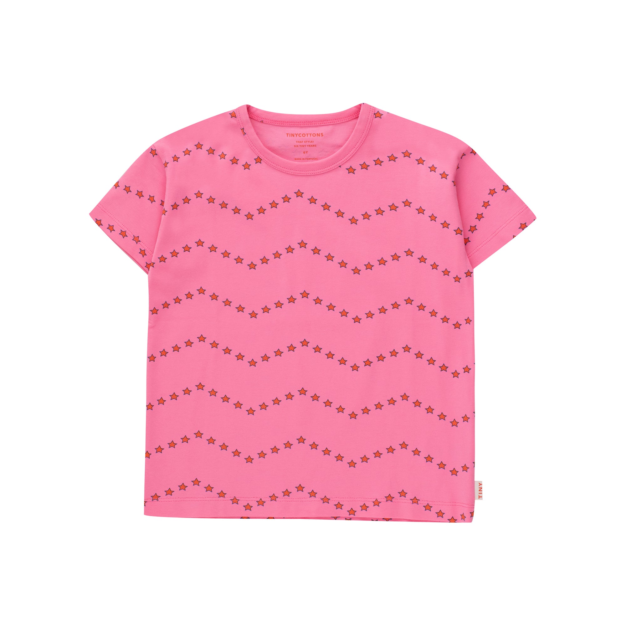 Girls Pink Star Cotton T-Shirt