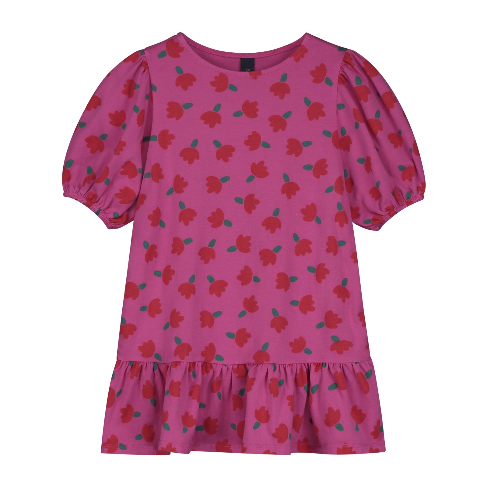 Girls Fuchsia Floral Cotton Dress