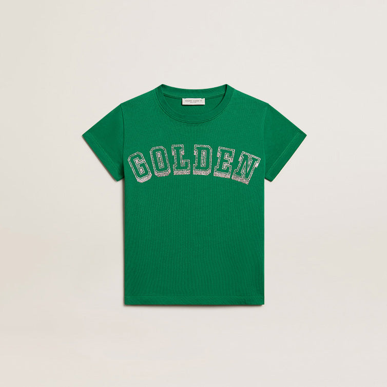 Girls Green Logo Cotton T-Shirt