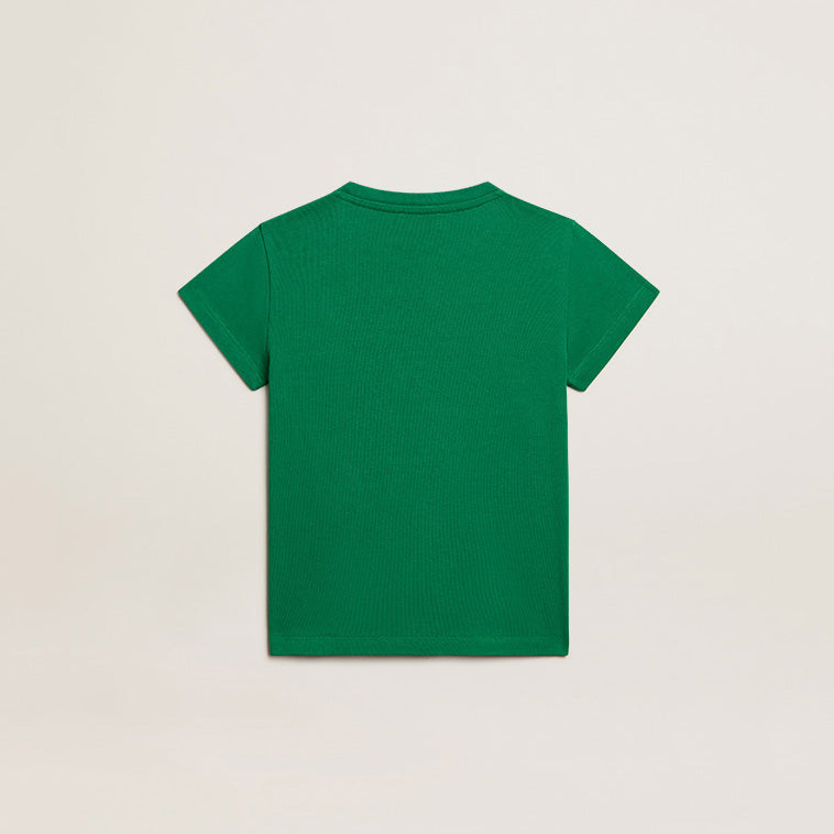 Girls Green Logo Cotton T-Shirt