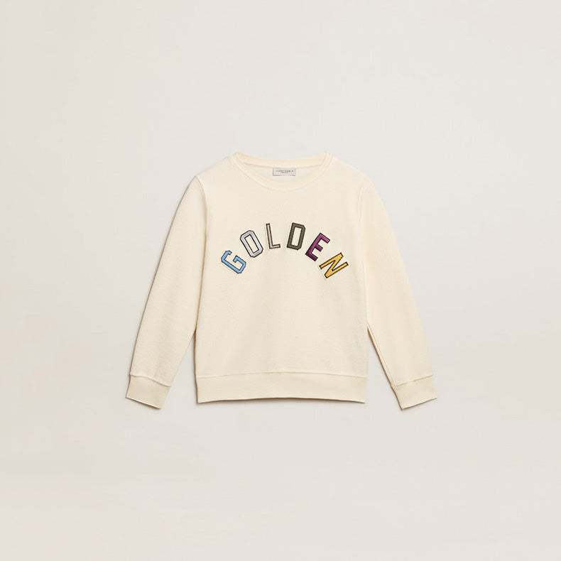 Boys & Girls White Logo Cotton Sweatshirt