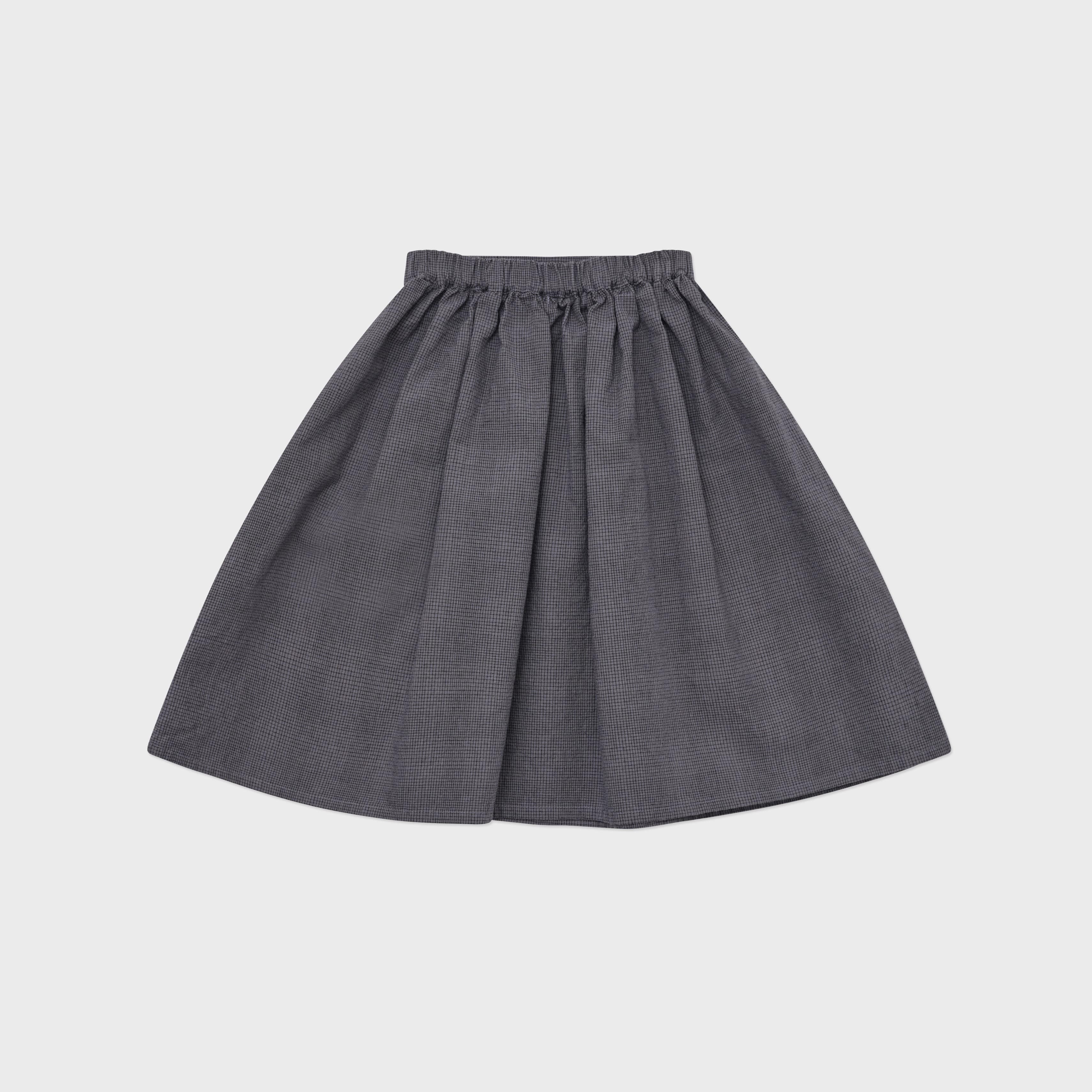 Girls Grey Check Cotton Skirt