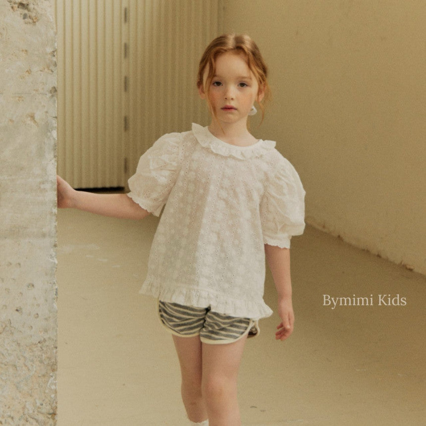 Girls White Embroidered Cotton Top