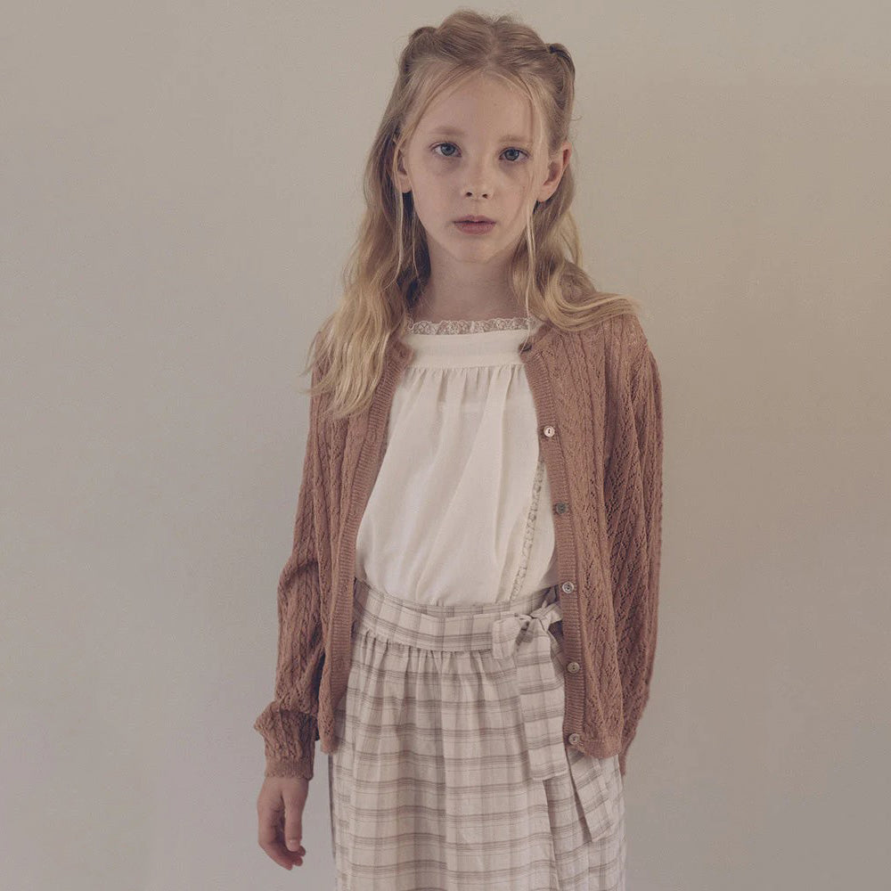 Girls Deep Orange Knit Cardigan