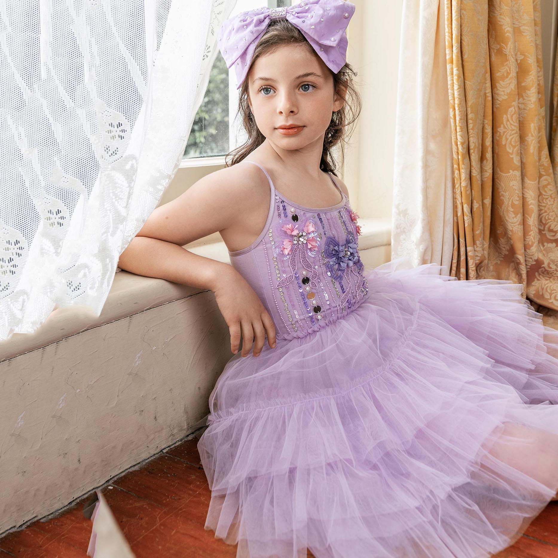Girls Orchid Sequins Tutu Dress