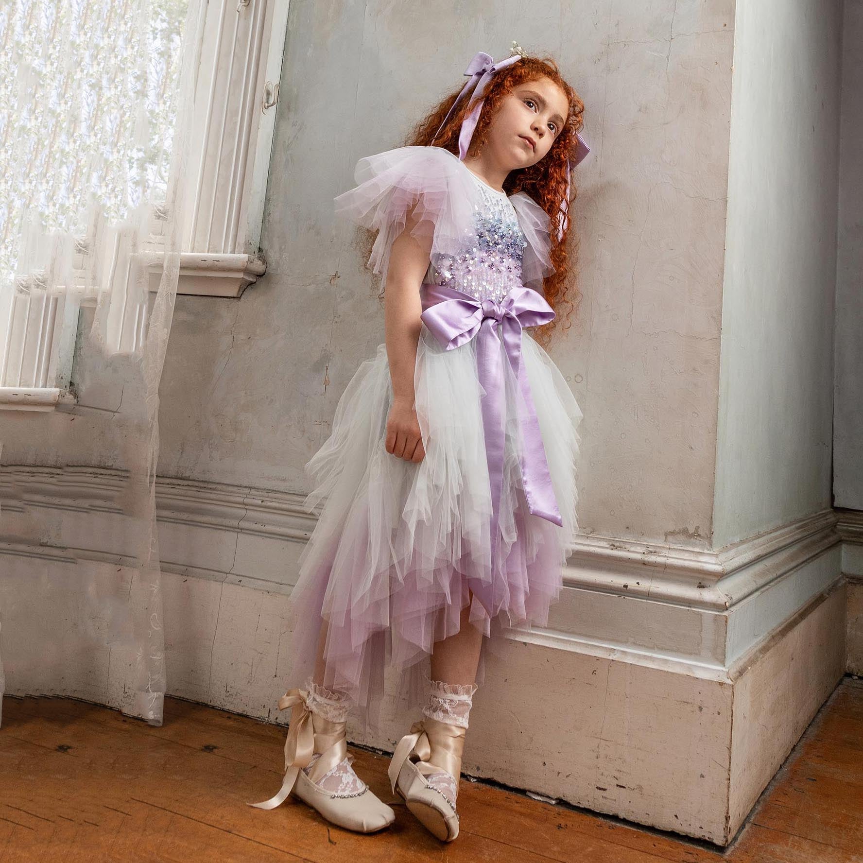 Girls Gradient Pink Sequins Tutu Dress