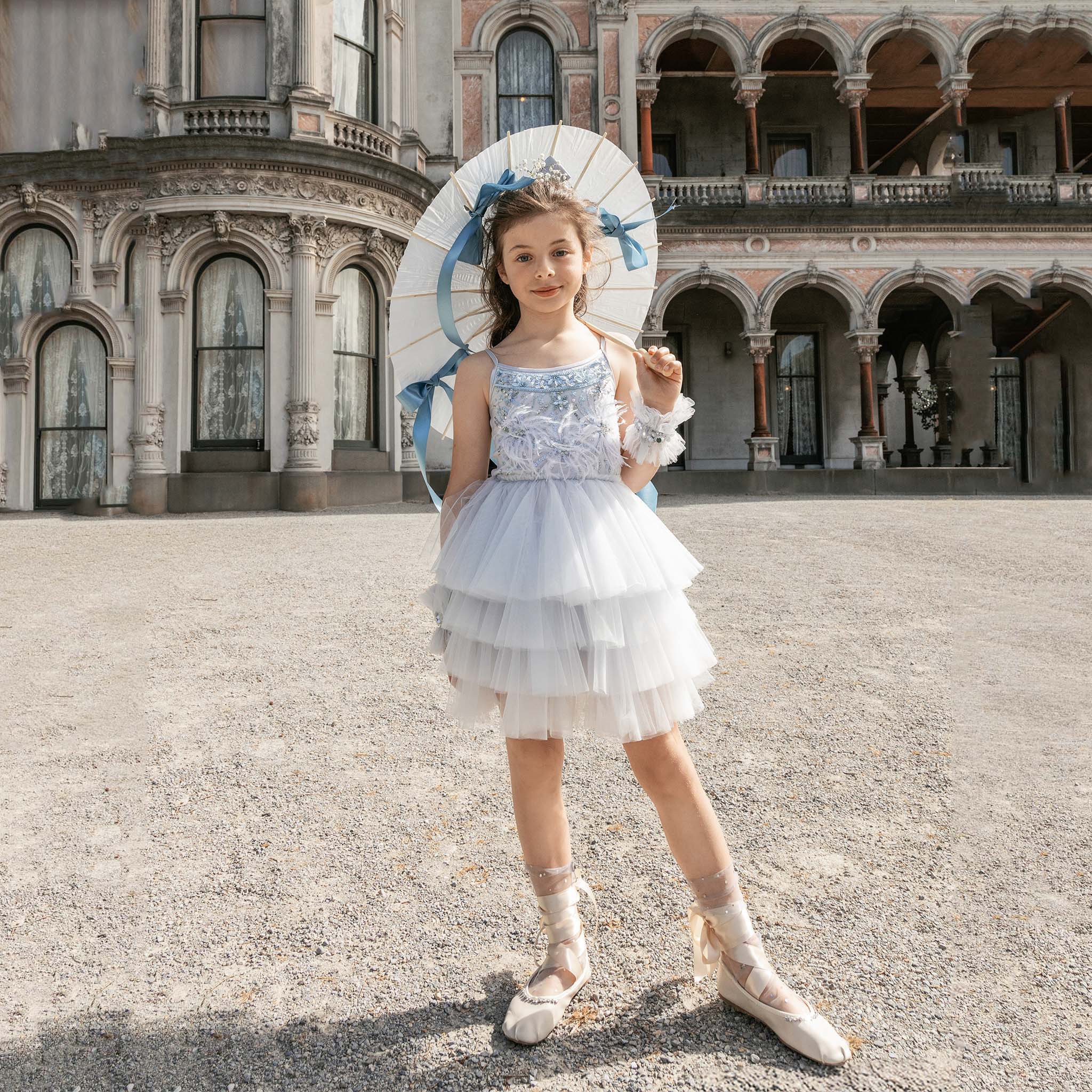 Girls Moonstone Feathered Garden Tutu Dress