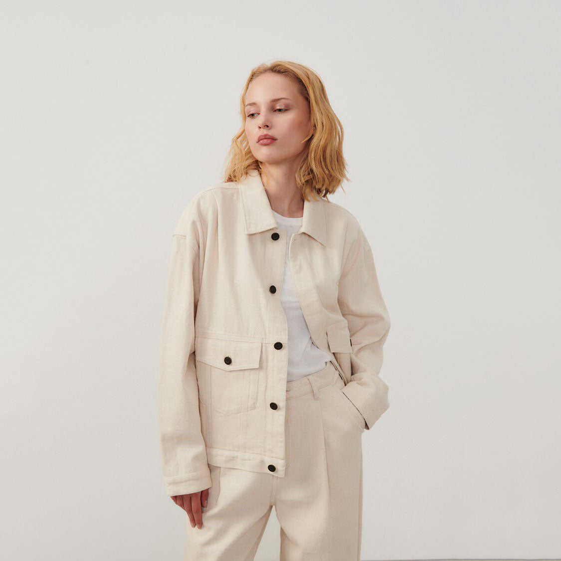 Women White Cotton Jacket