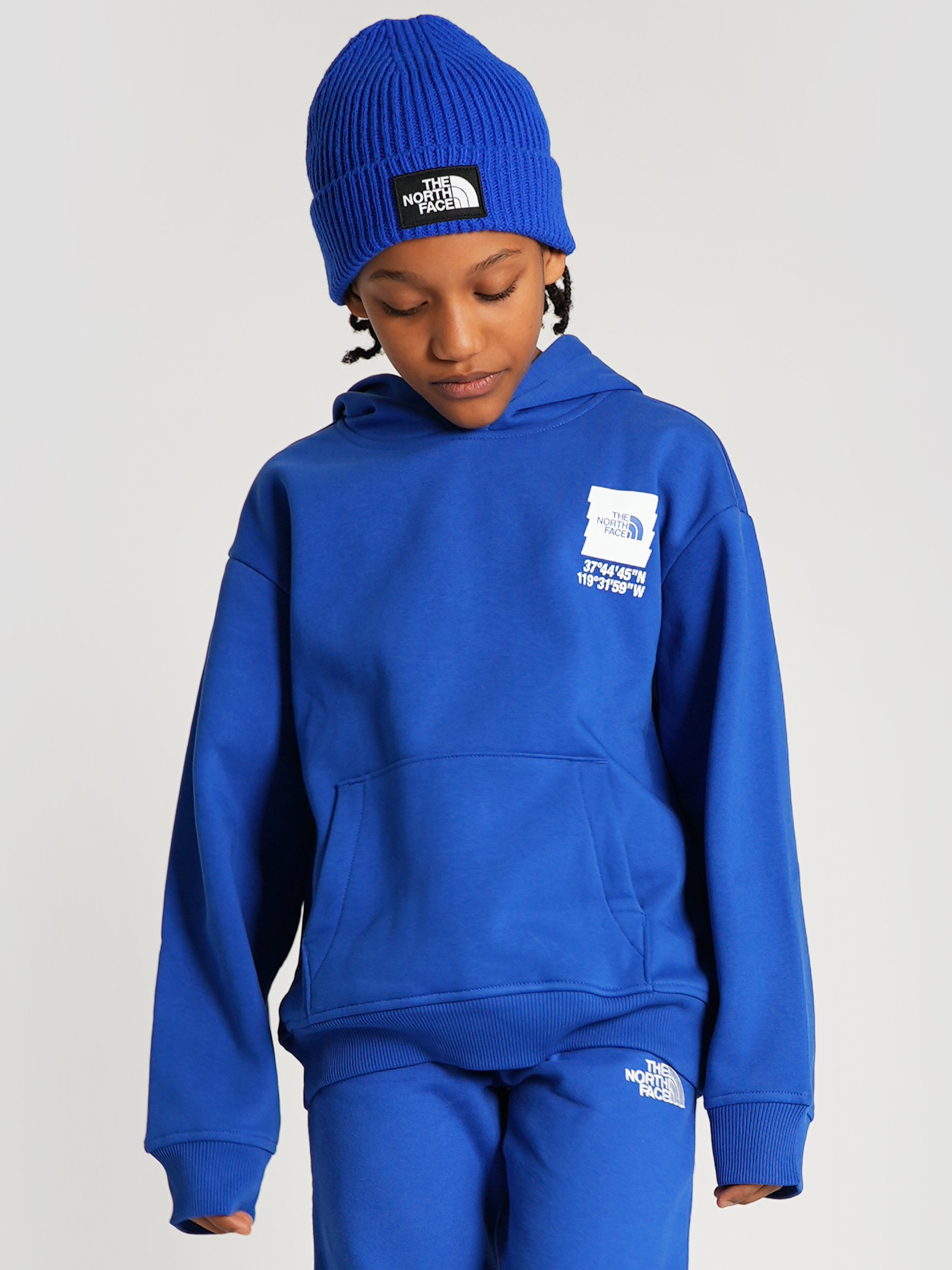 The North Face Boys Coordinates Graphic Oversized Hoodie in Blue