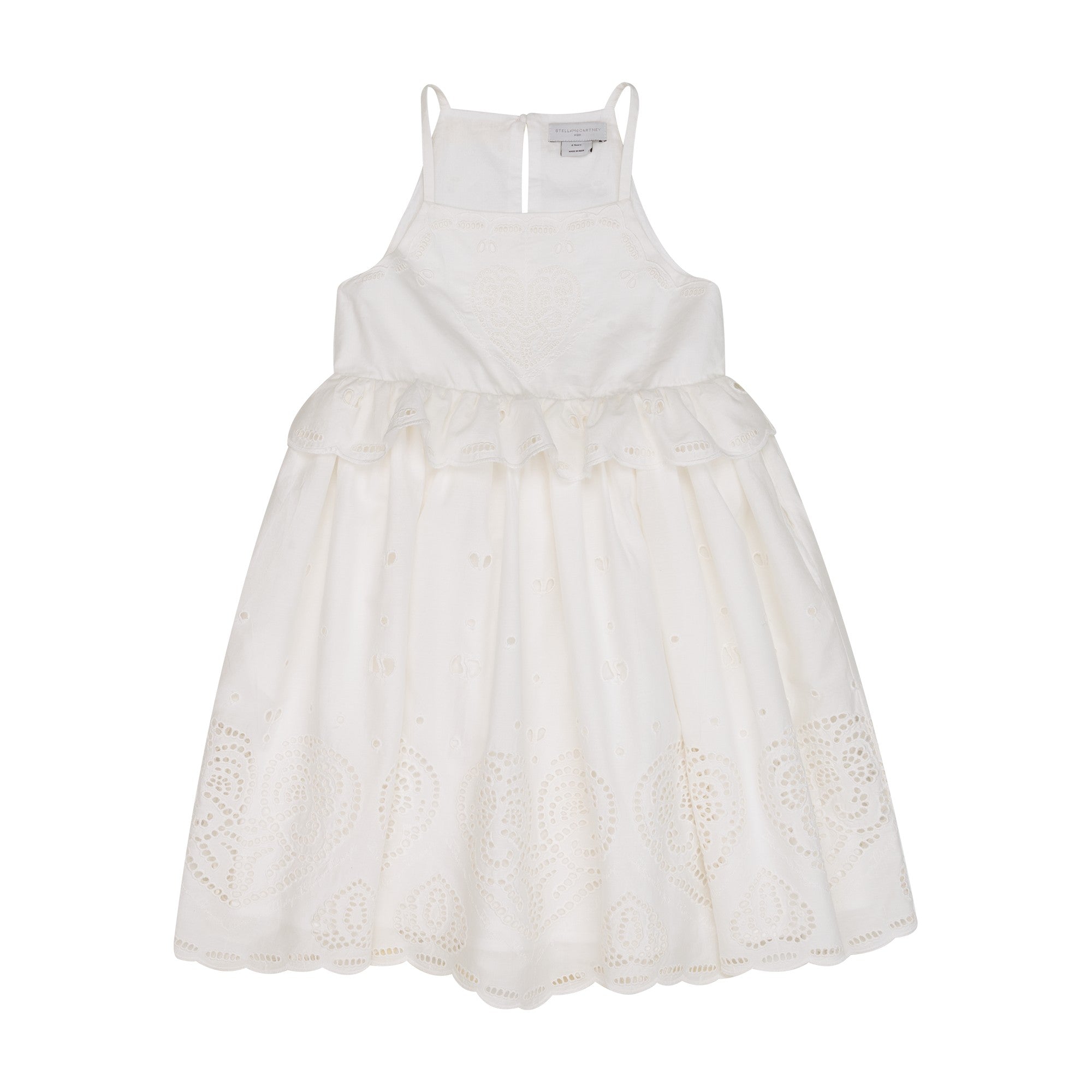 Girls White Embroidered Cotton Dress