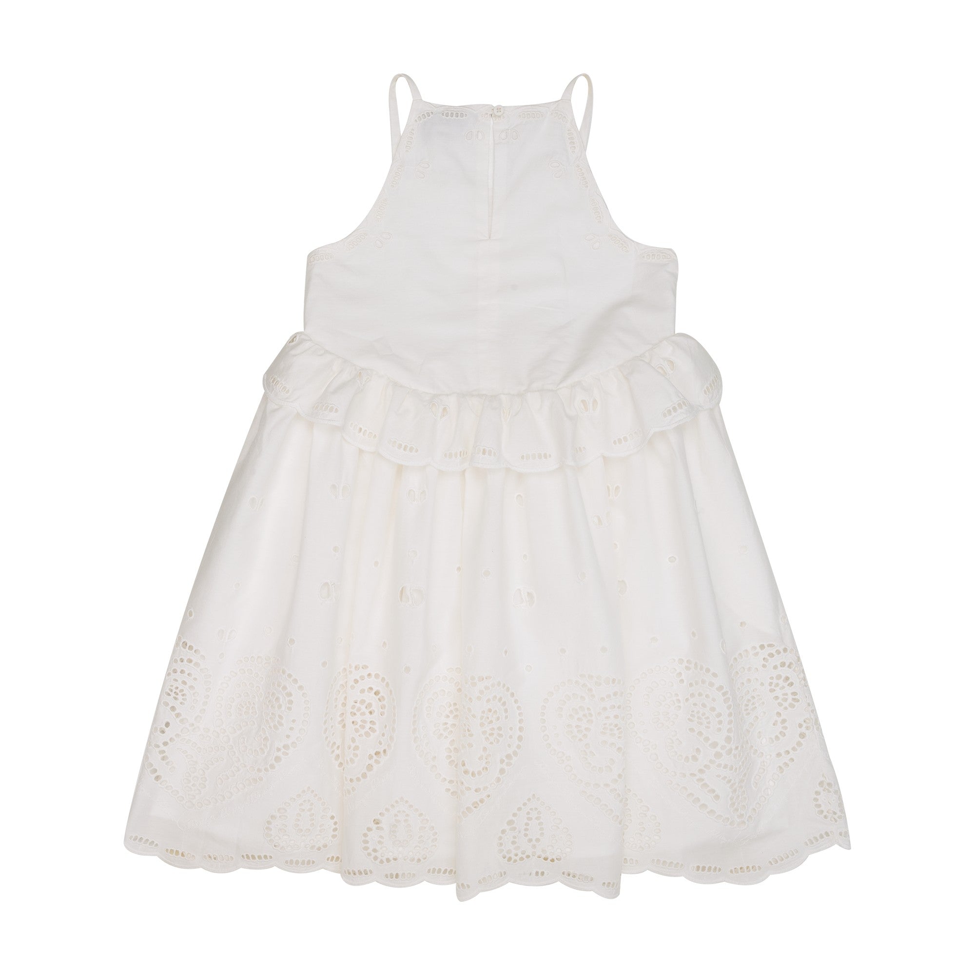 Girls White Embroidered Cotton Dress