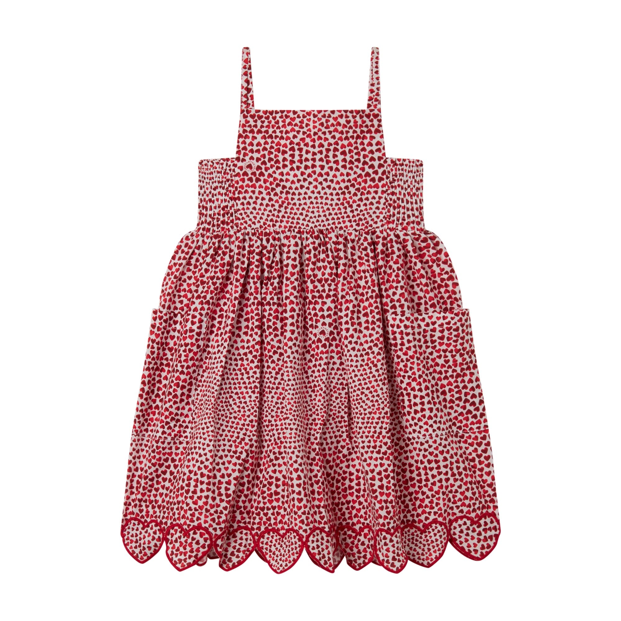 Girls Red Heart Cotton Strap Dress