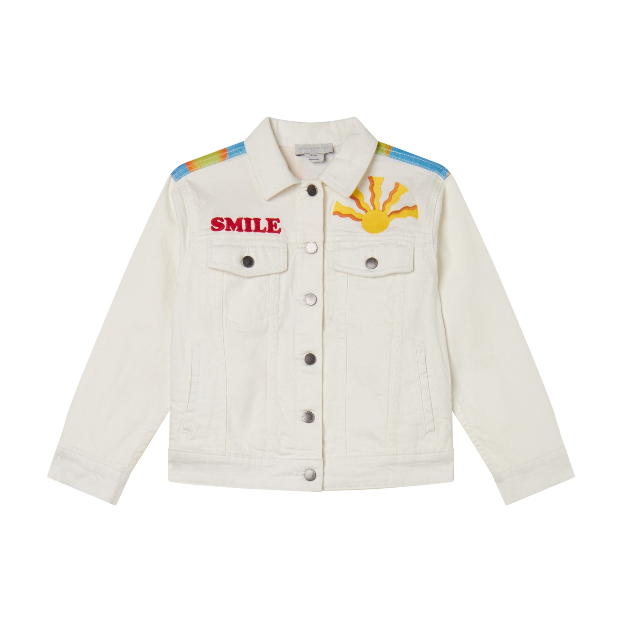 Girls White Embroidered Cotton Jacket