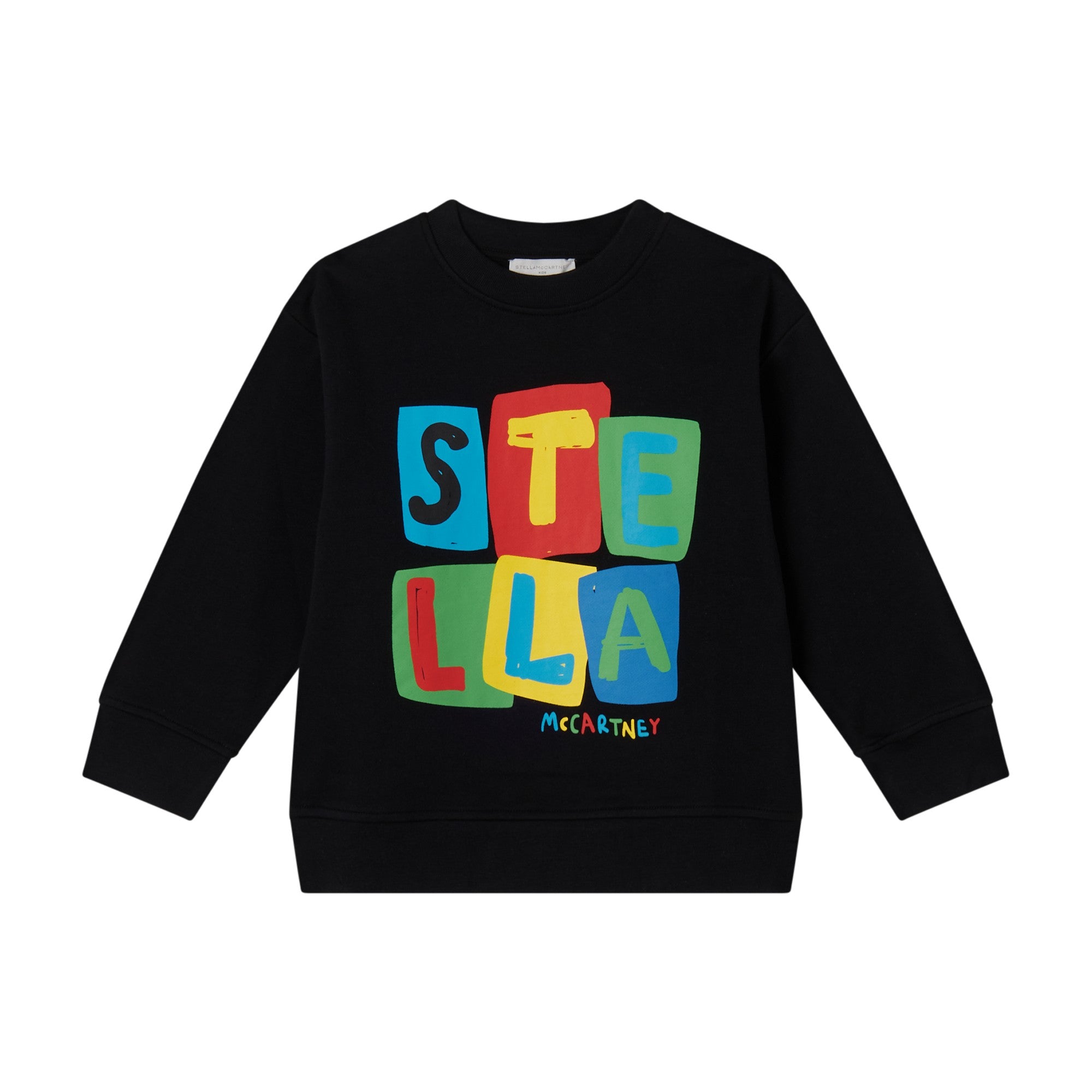 Boys & Girls Black Logo Cotton Sweatshirt