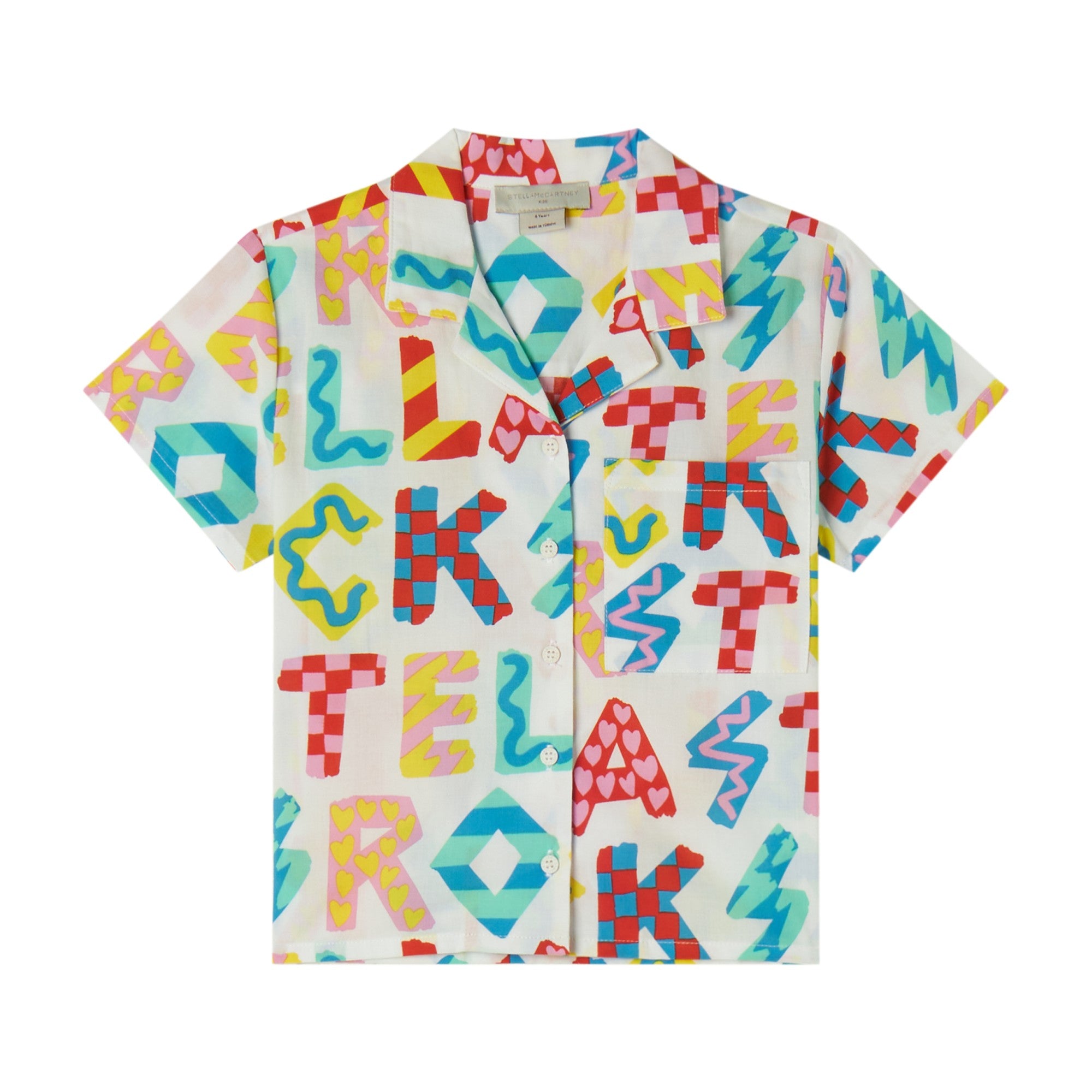 Girls Multicolor Logo Cotton Shirt