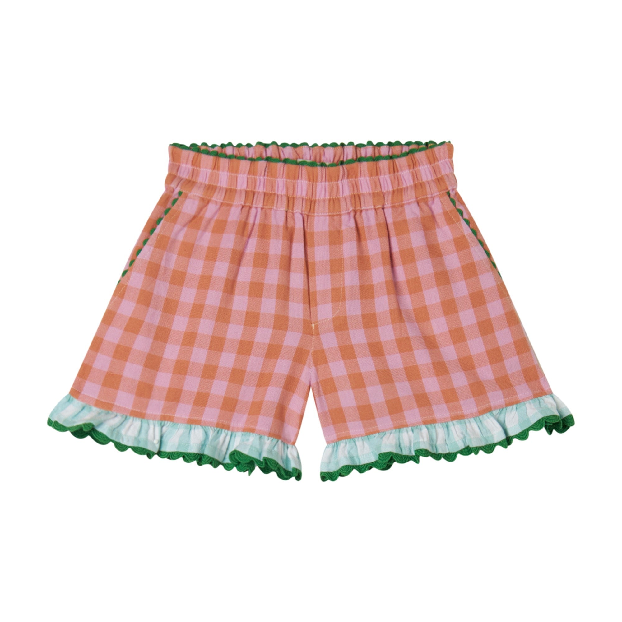 Girls Pink Check Cotton Shorts