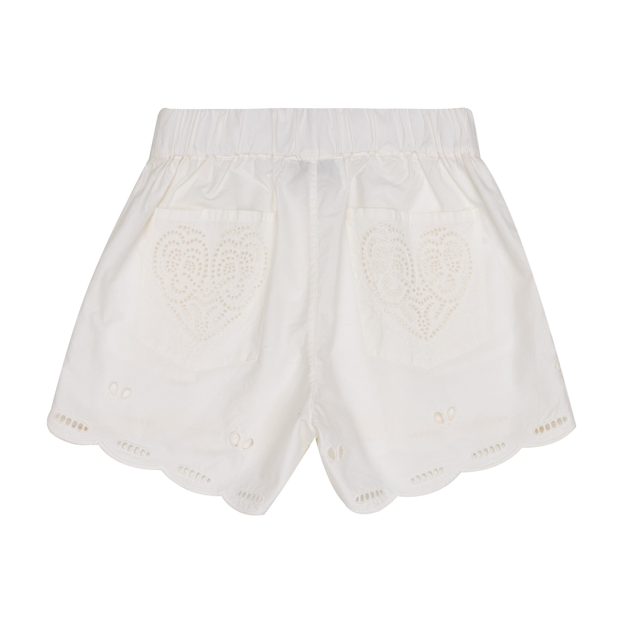 Girls White Embroidered Cotton Shorts