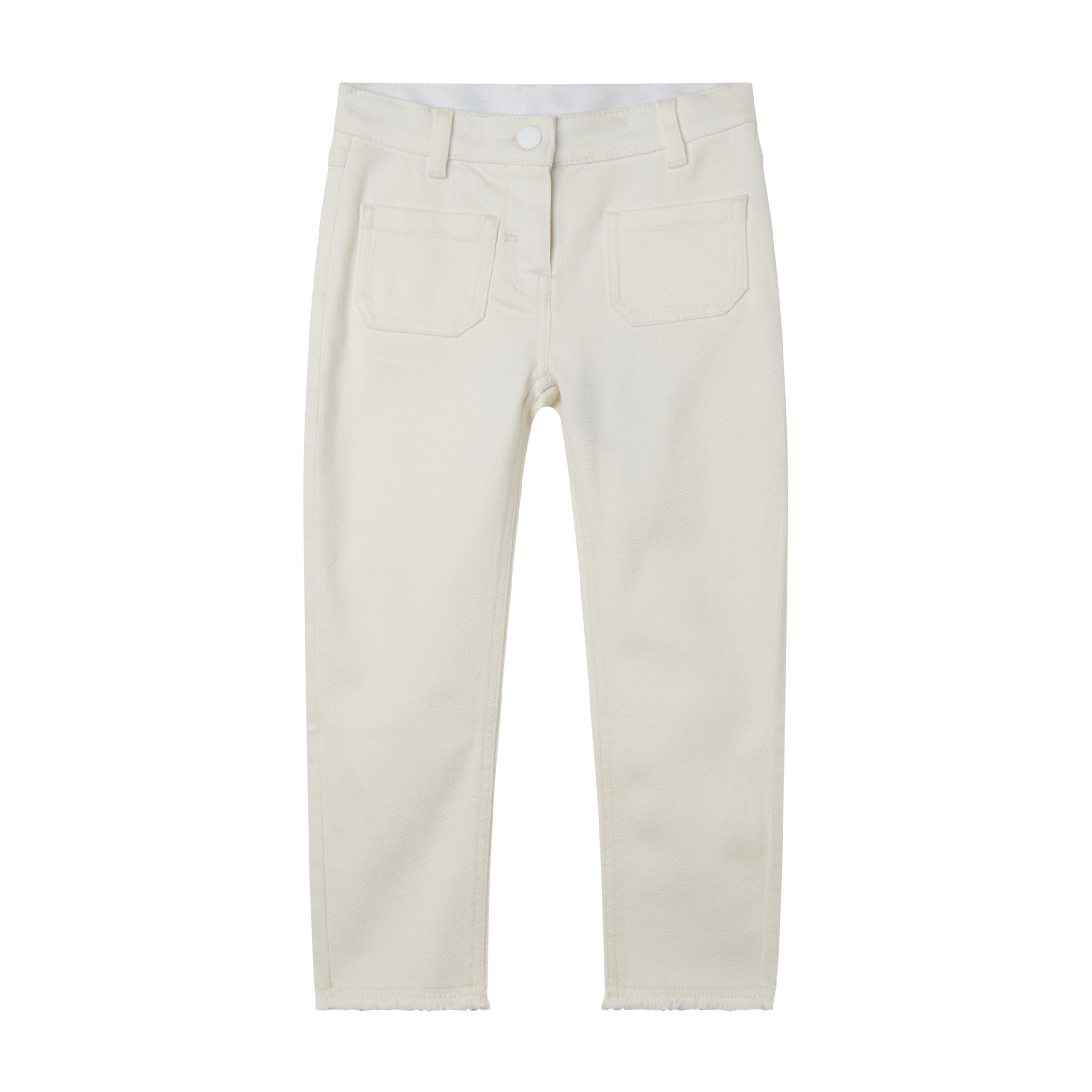 Girls White Cotton Trousers