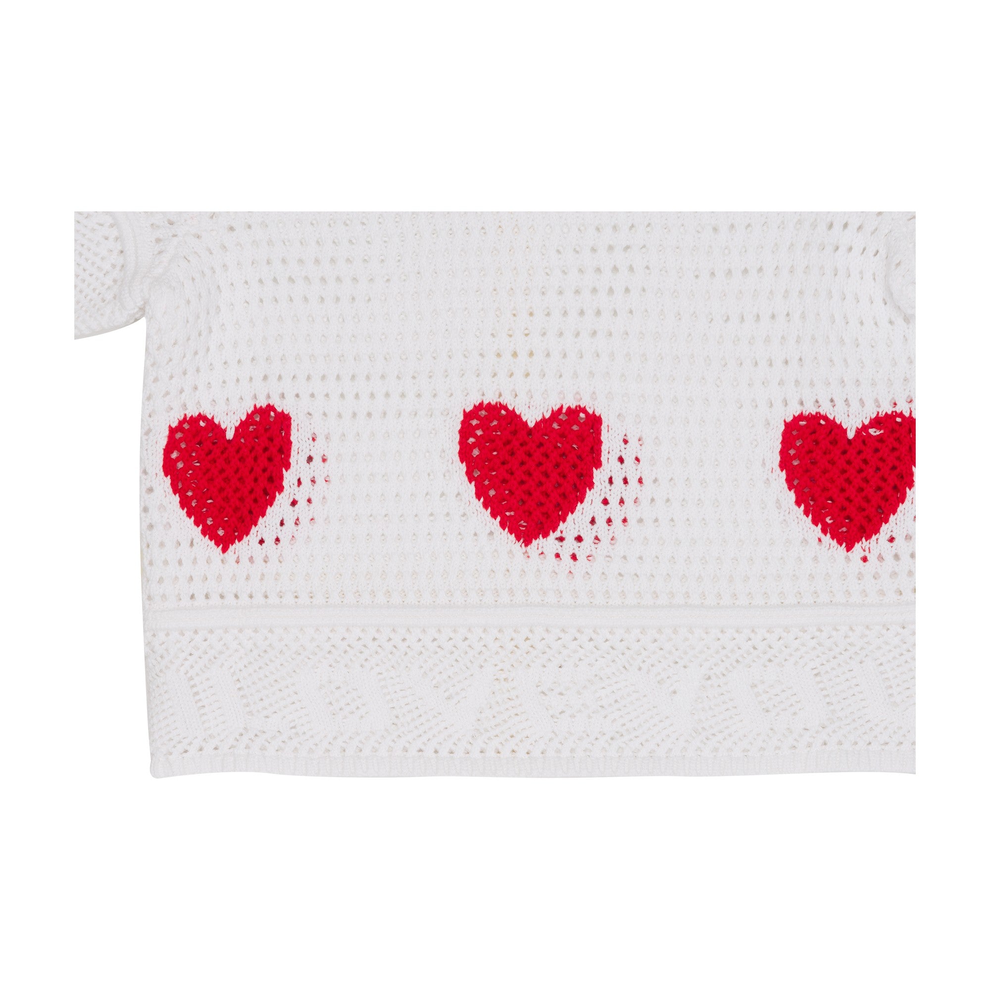 Girls White Heart Knit T-Shirt