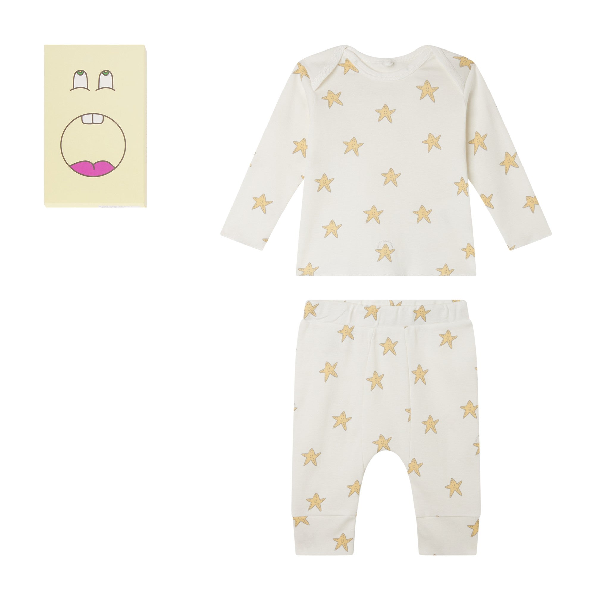 Baby Boys & Girls White Printed Cotton Set