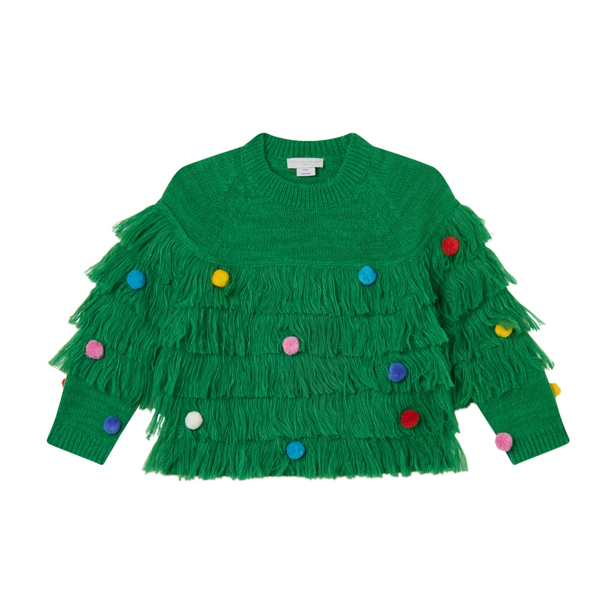 Girls Green Tassel Sweater