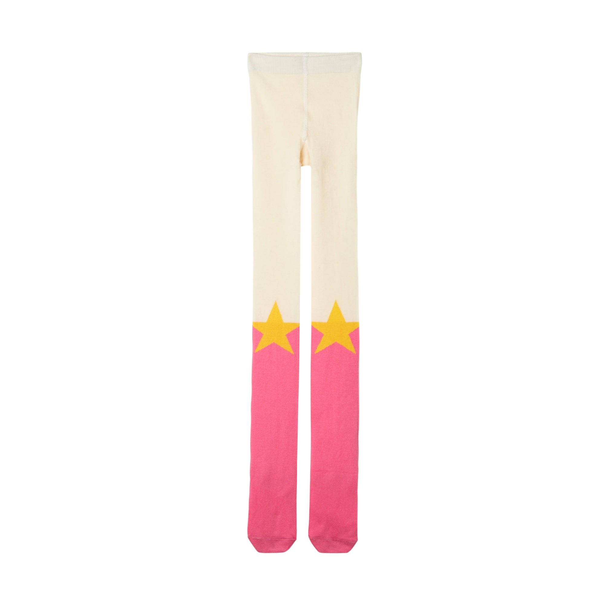 Girls Ivory&Pink Cotton Tights