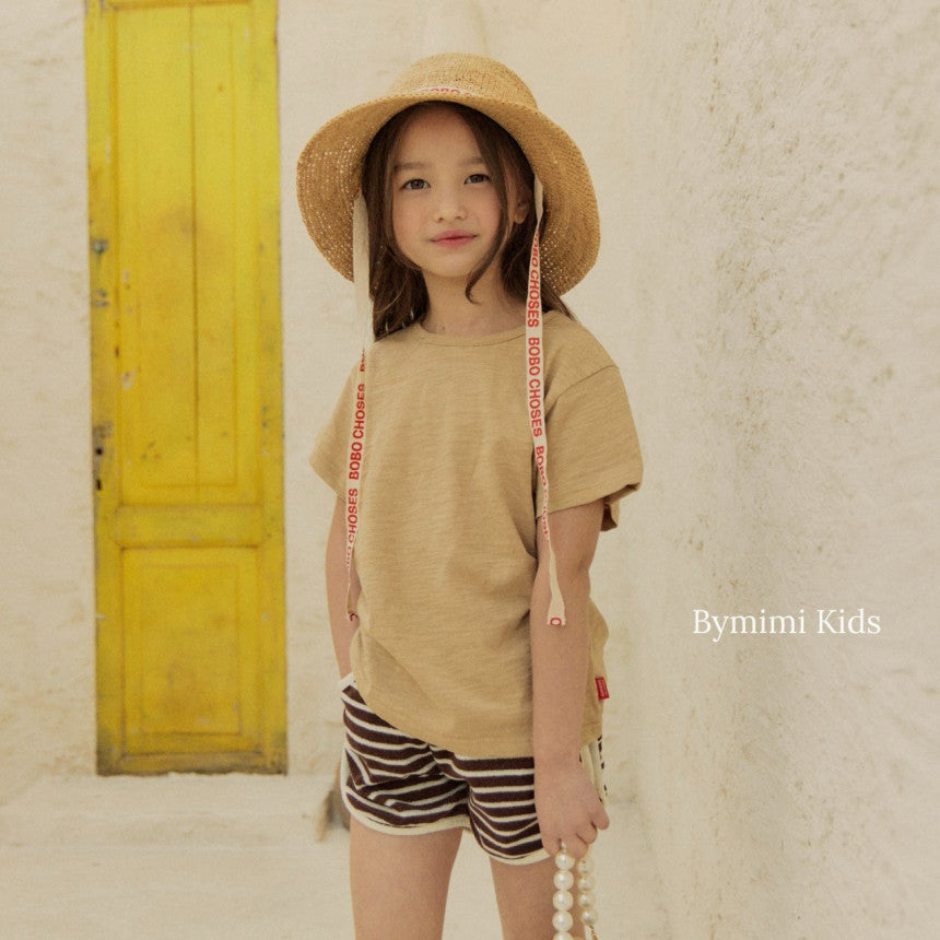 Girls Brown Stripes Cotton Shorts