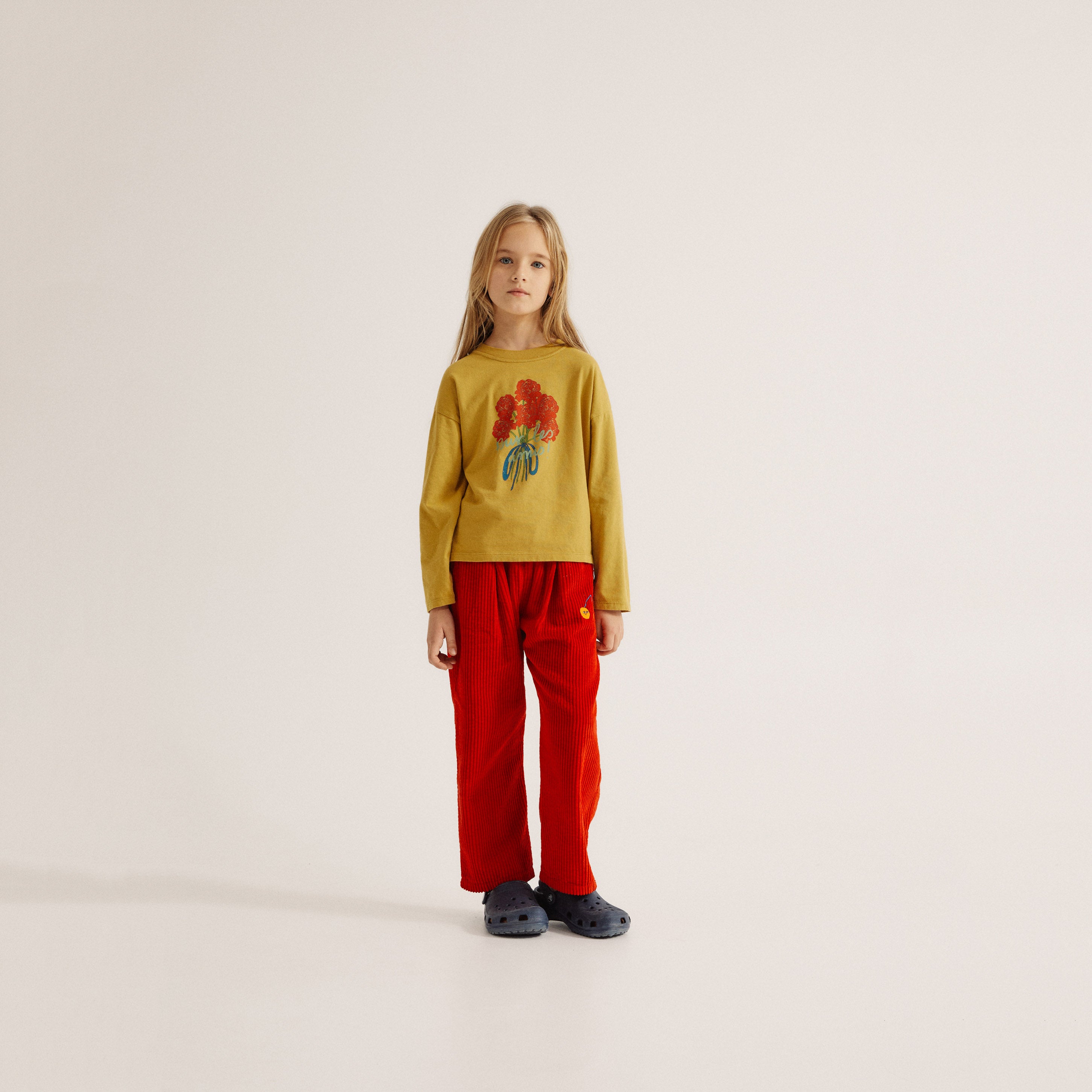 Boys & Girls Ochre Printed Cotton T-Shirt