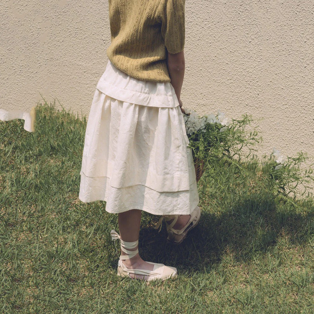 Girls Cream Cotton Skirt