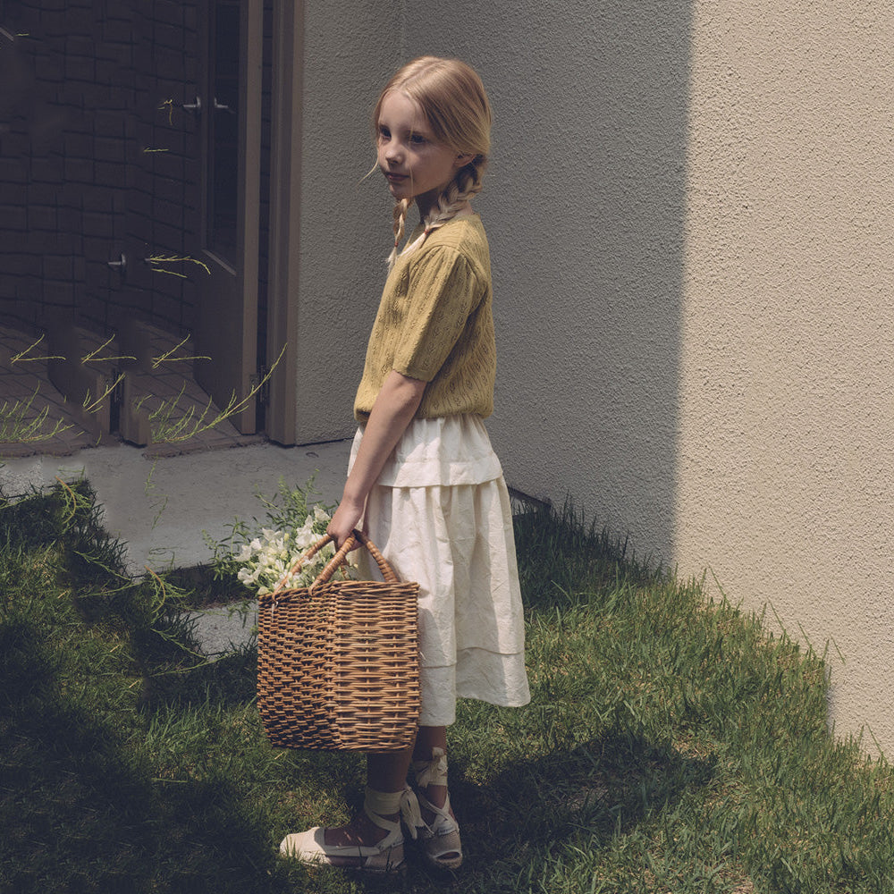 Girls Cream Cotton Skirt