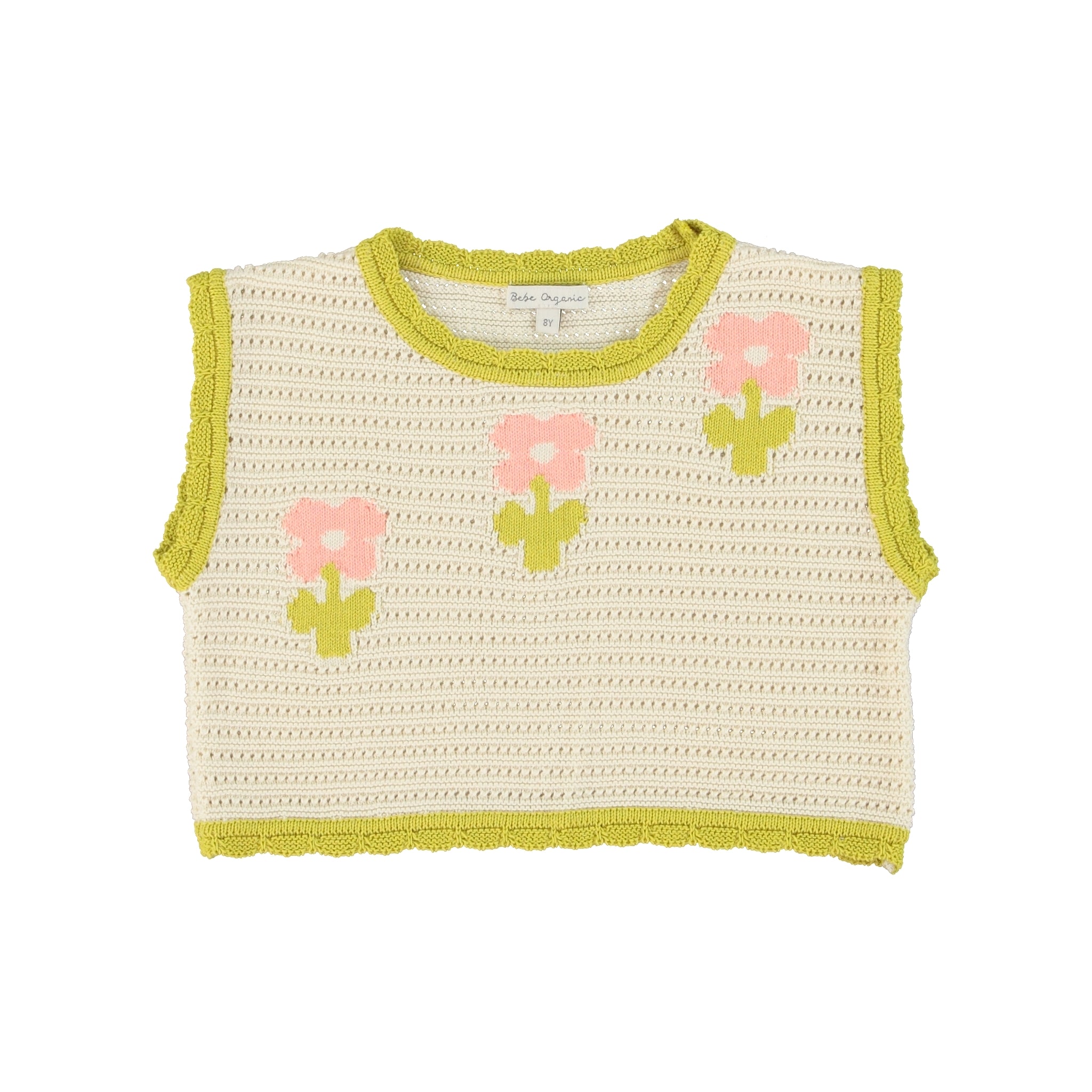 Girls Green Flower Cotton Vest