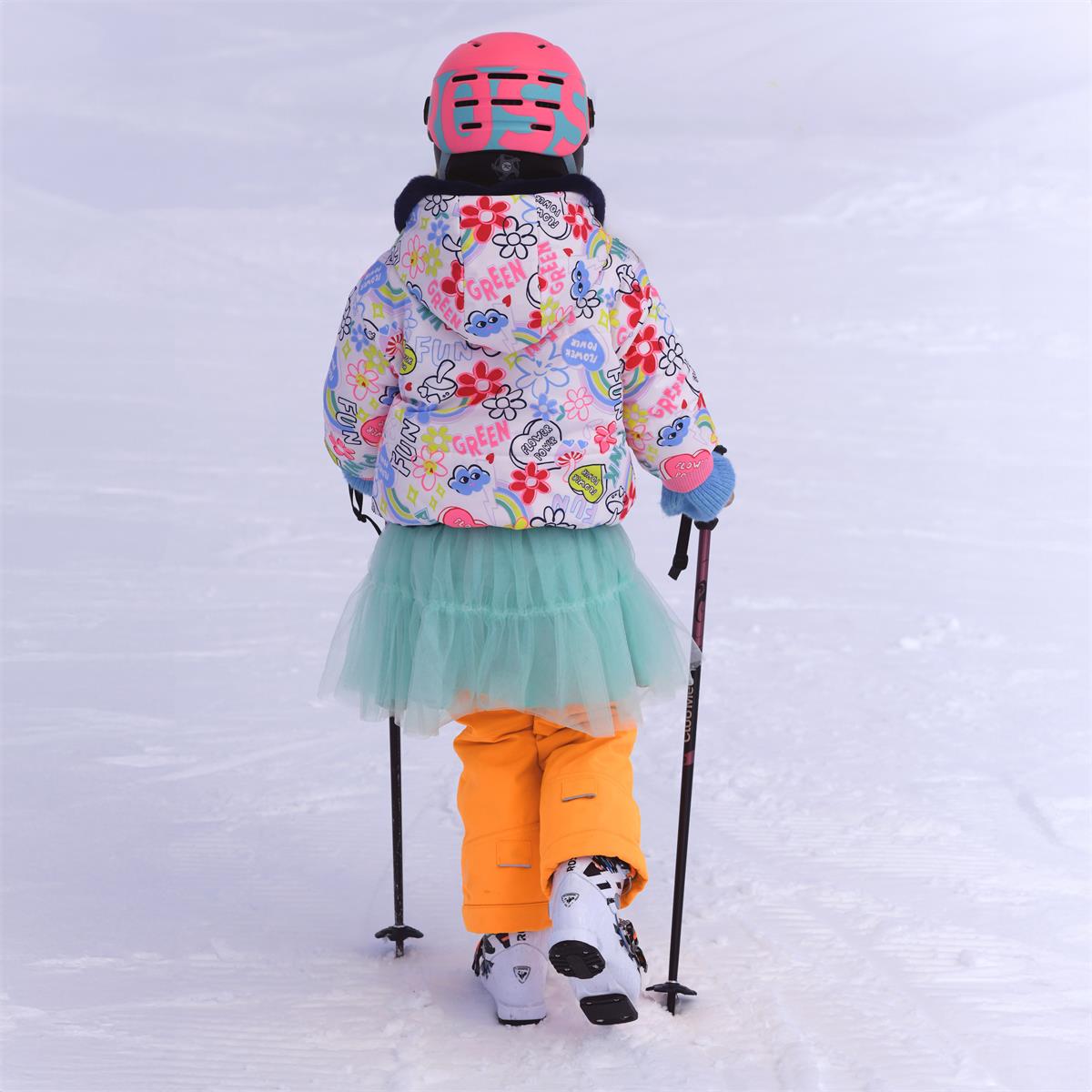 Girls Rose Printed Padded Jacket