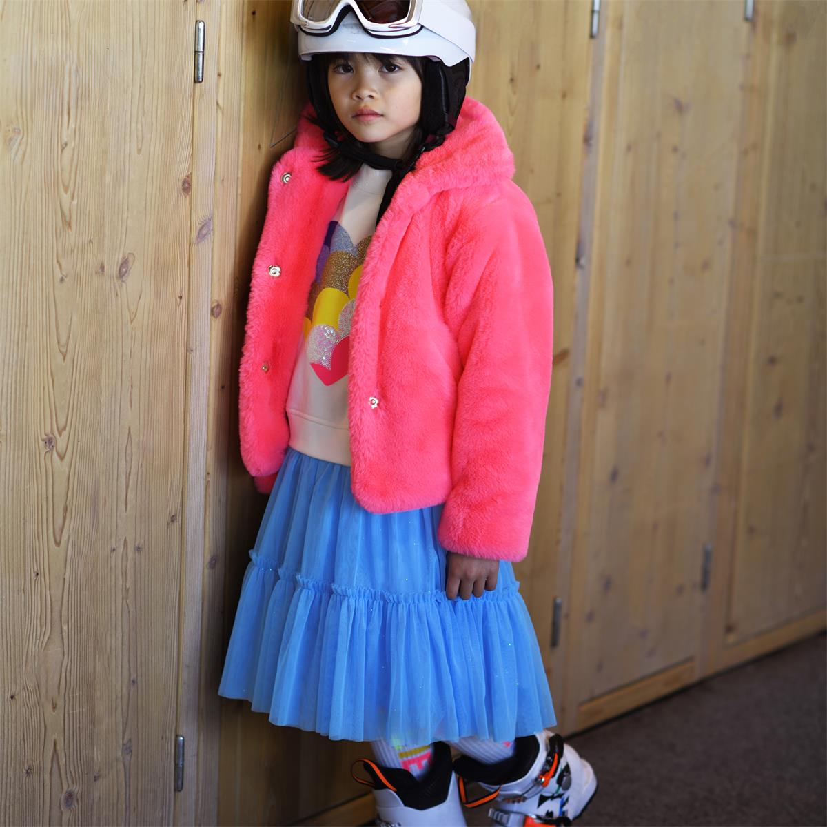 Girls Rose Fur Coat