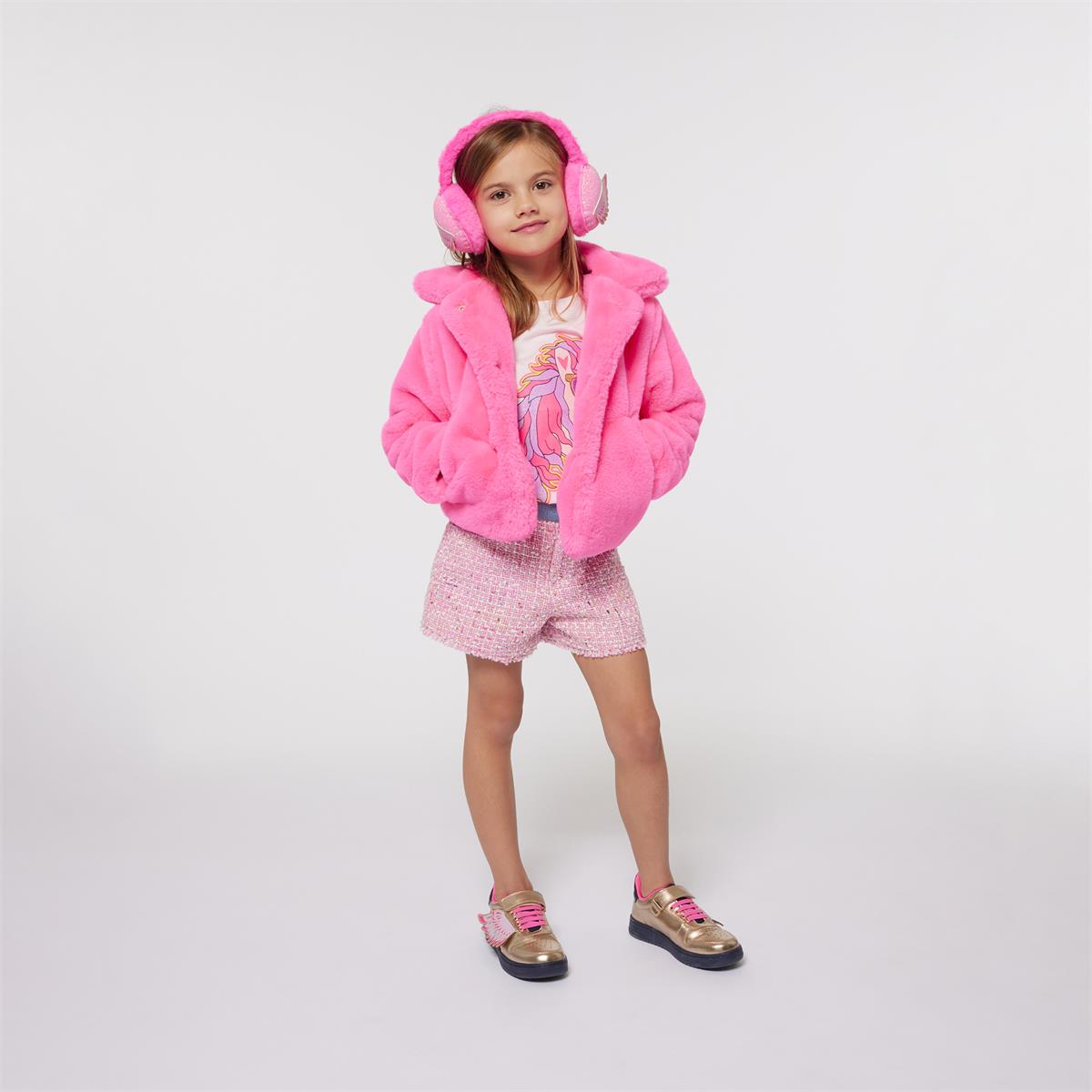 Girls Rose Fur Coat