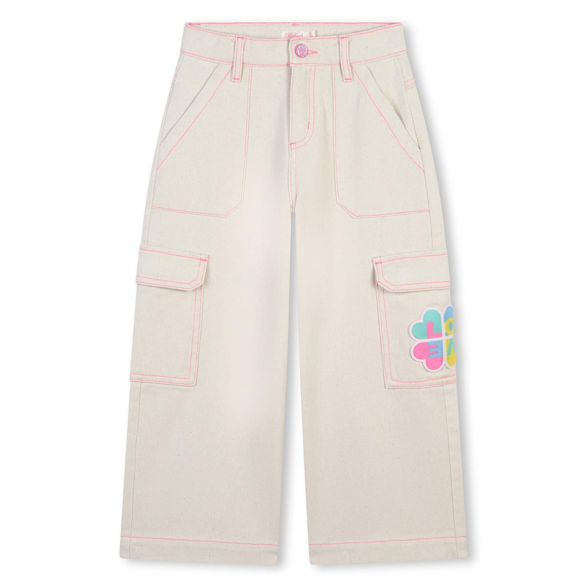 Girls White Cotton Trousers