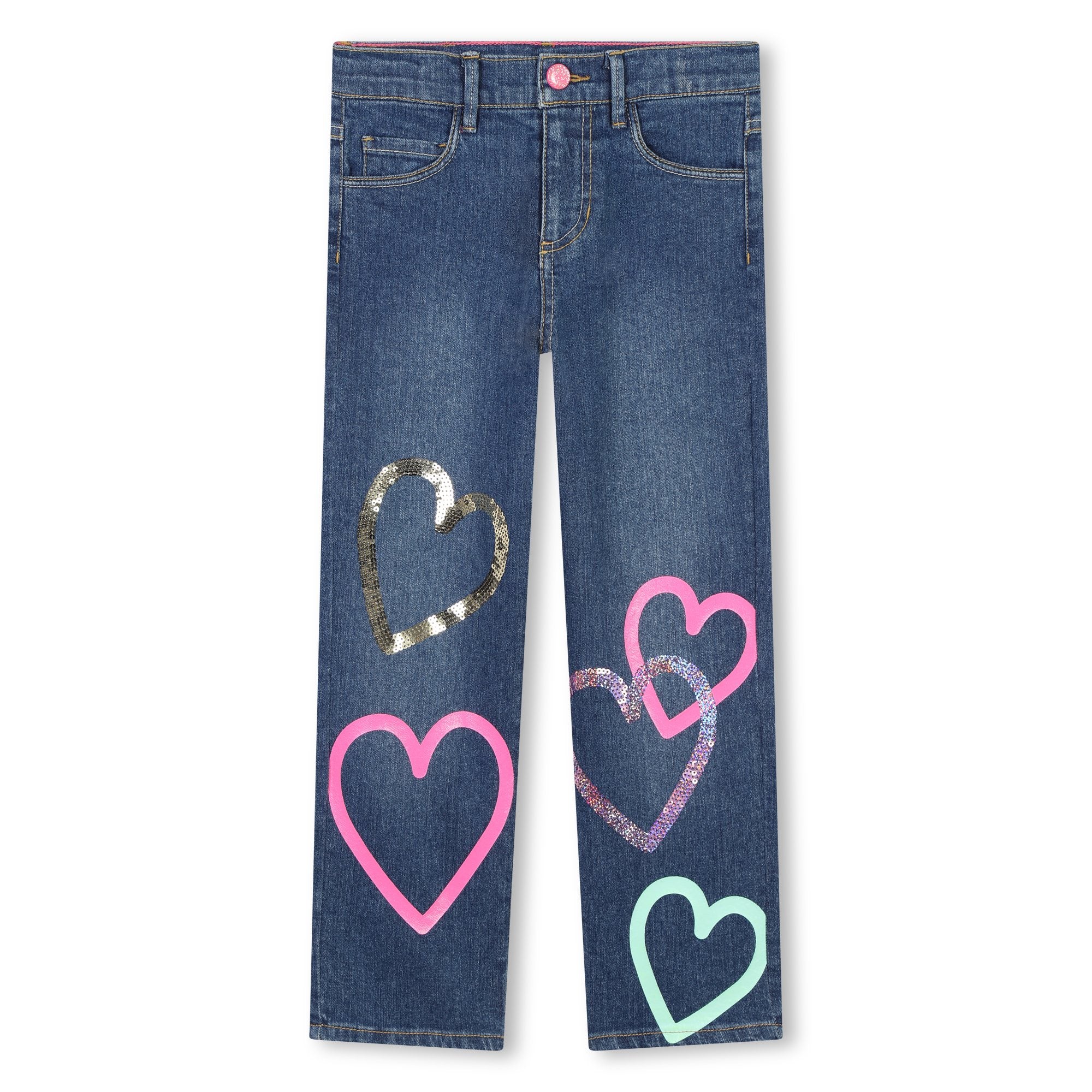 Girls Blue Sequin Denim Trousers